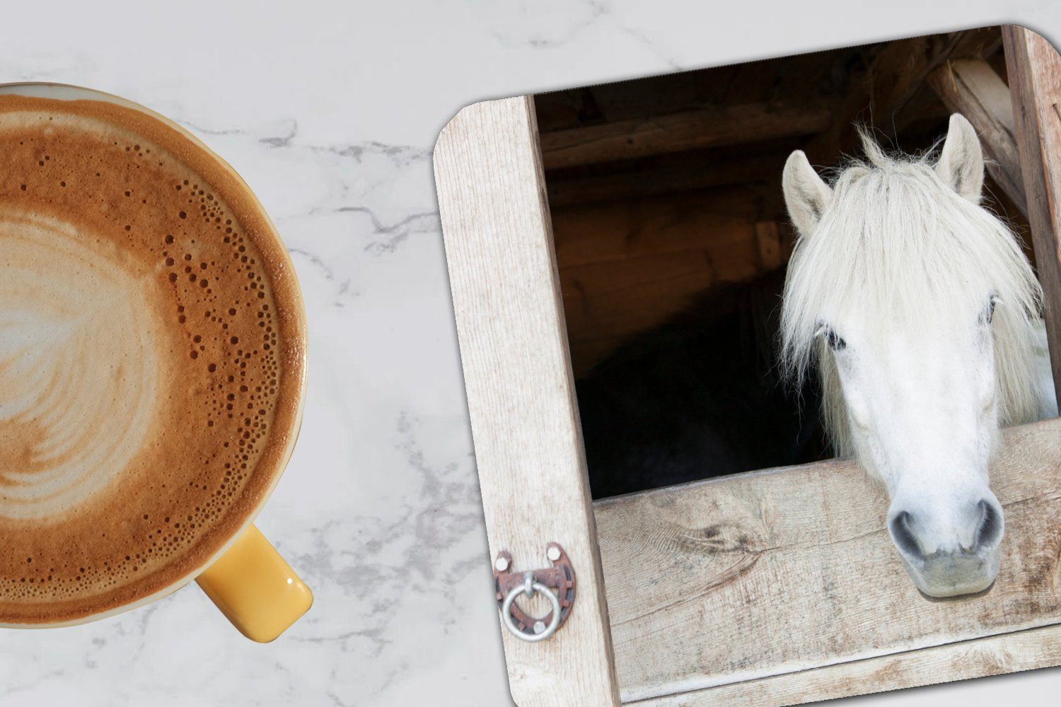 Glasuntersetzer Tasse Pferdestall Gläser, Korkuntersetzer, für - Untersetzer, 6-tlg., MuchoWow Pferde Glasuntersetzer, - Zubehör Regale, Tischuntersetzer,