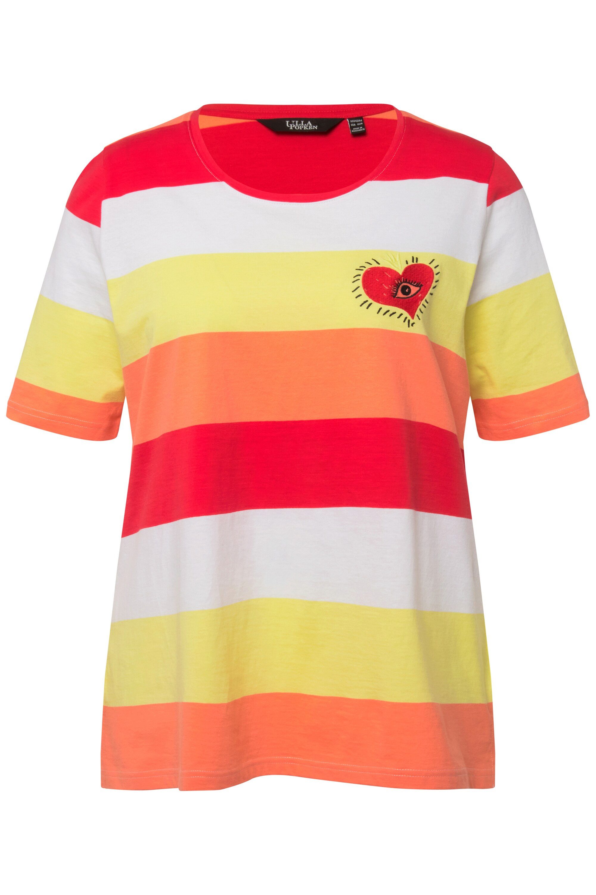 Ulla Popken T-Shirt T-Shirt Ringel Herz-Stickerei günstig online kaufen
