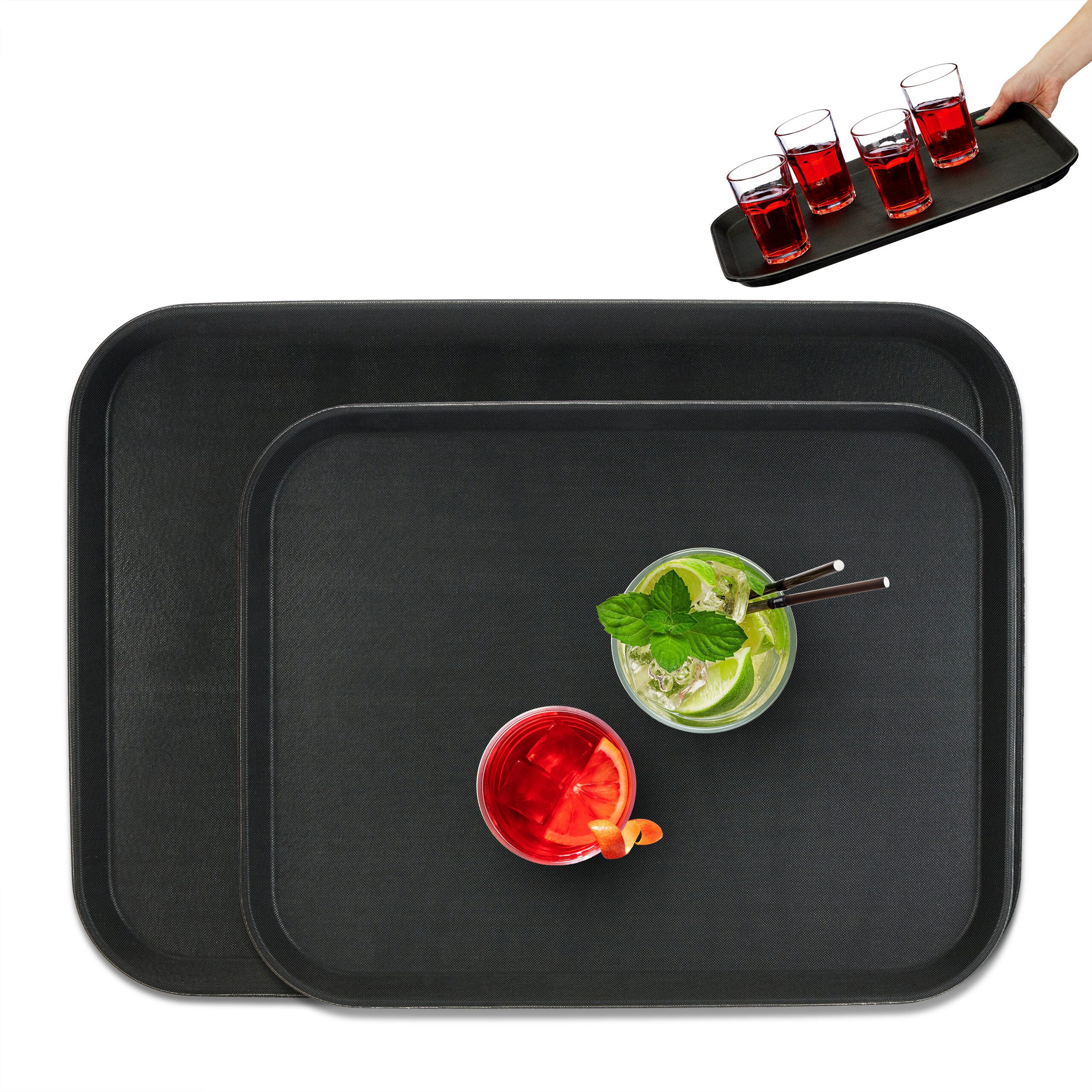relaxdays Tablett Serviertablett 2er Set, Kunststoff, (2-tlg., 2er Set)