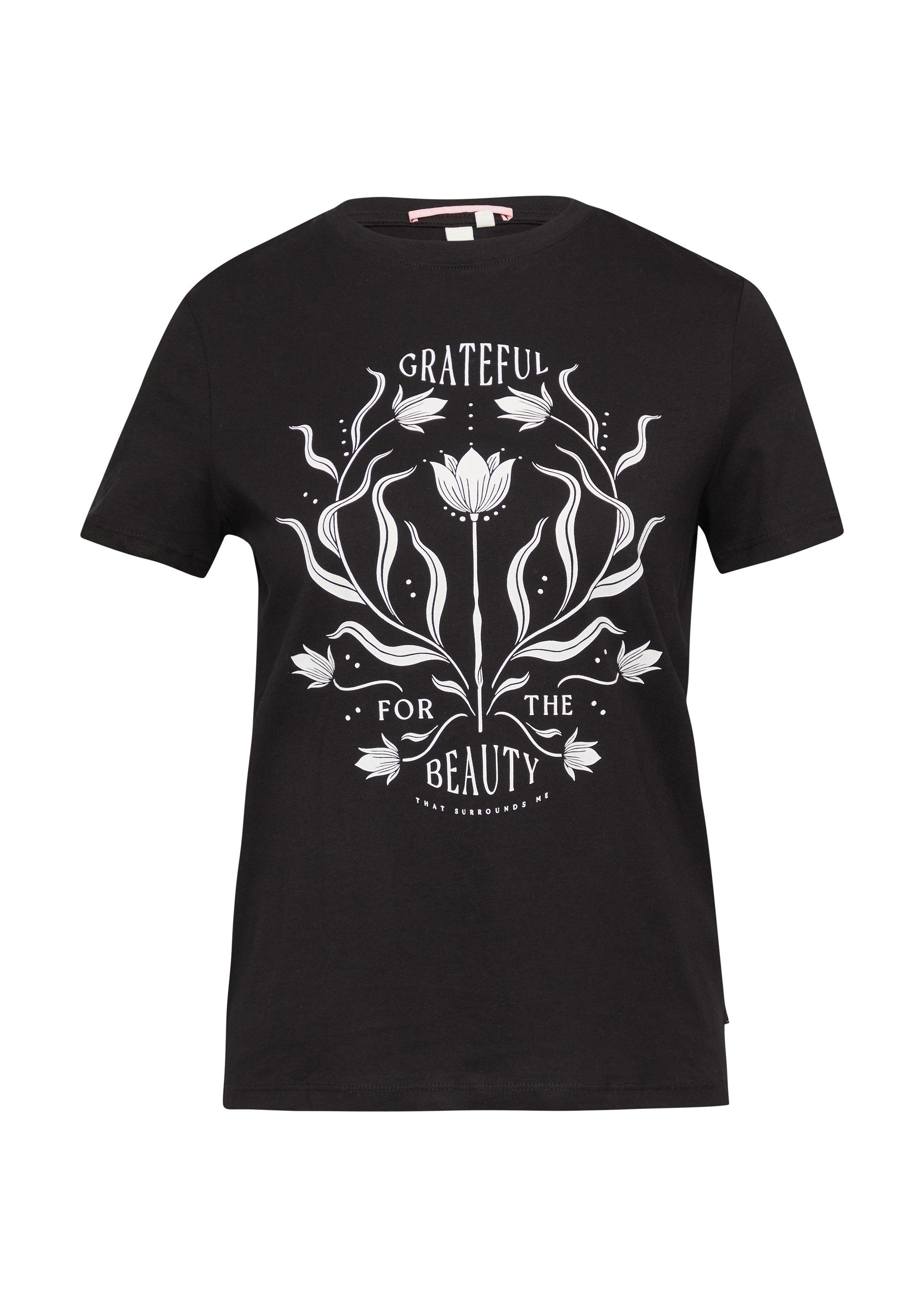 QS Kurzarmshirt T-Shirt Baumwollshirt mit Frontprint günstig online kaufen