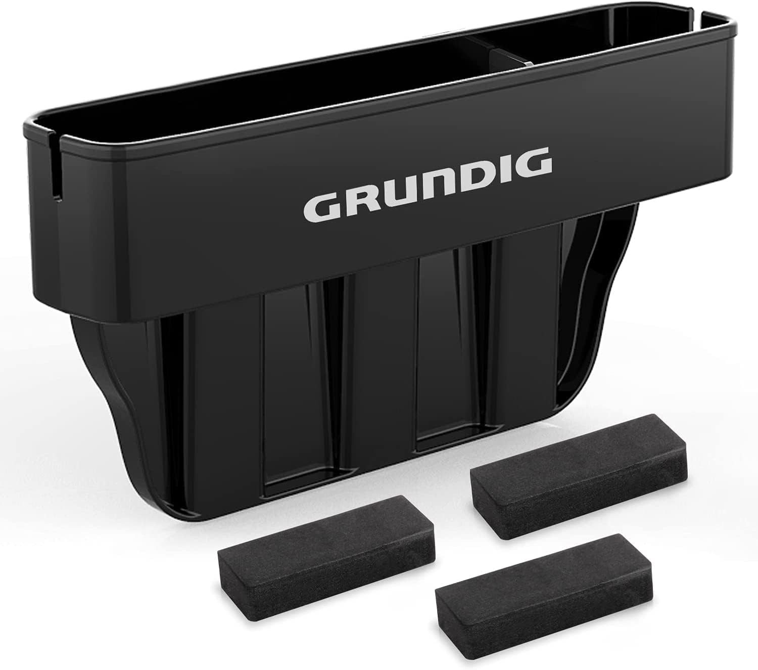 GRUNDIG AUTOMOTIVE Organizer Autositz Organizer - Lückenfüller für Ordnung im Fahrzeug (Organizer für Autositzlücken, Stauraum für Kleinigkeiten., Set umfasst einen Autositz-Lückenfüller mit zusätzlichen Schwämmen), Universeller Lückenfüller für Autos, verbessert Ordnung