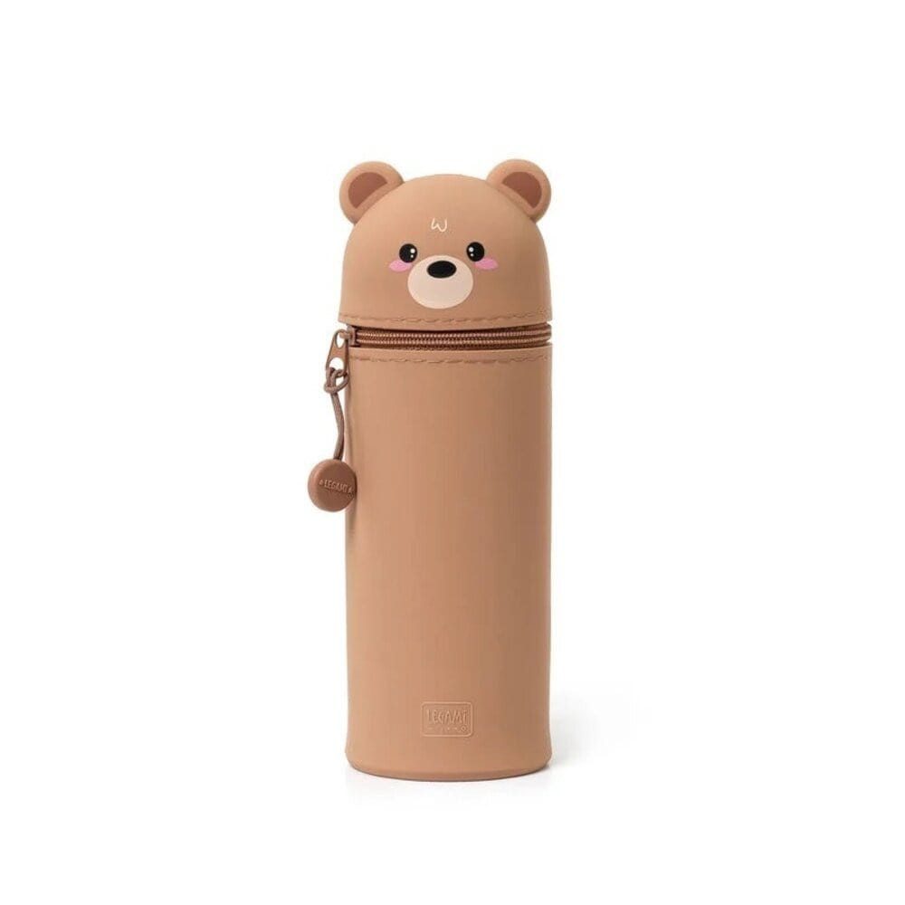 Legami Federmäppchen 2-in-1 Federmäppchen aus Silikon Kawaii Teddybär braun