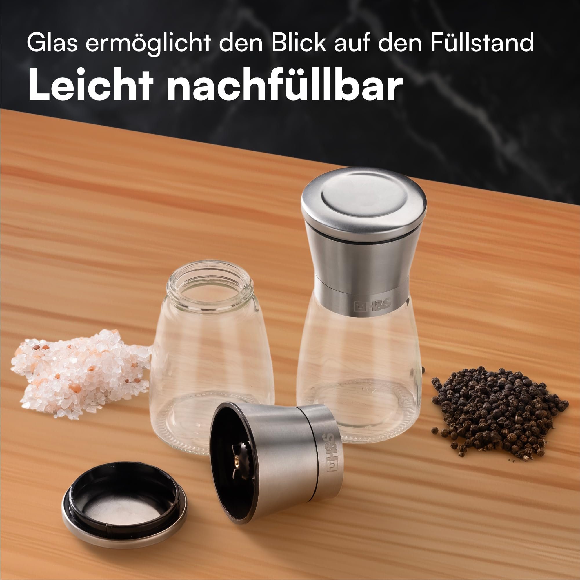 & Salt Salz-/Pfeffermühle Stainless H&S Mill Set Pepper & Set, Salt Mill Pepper Steel