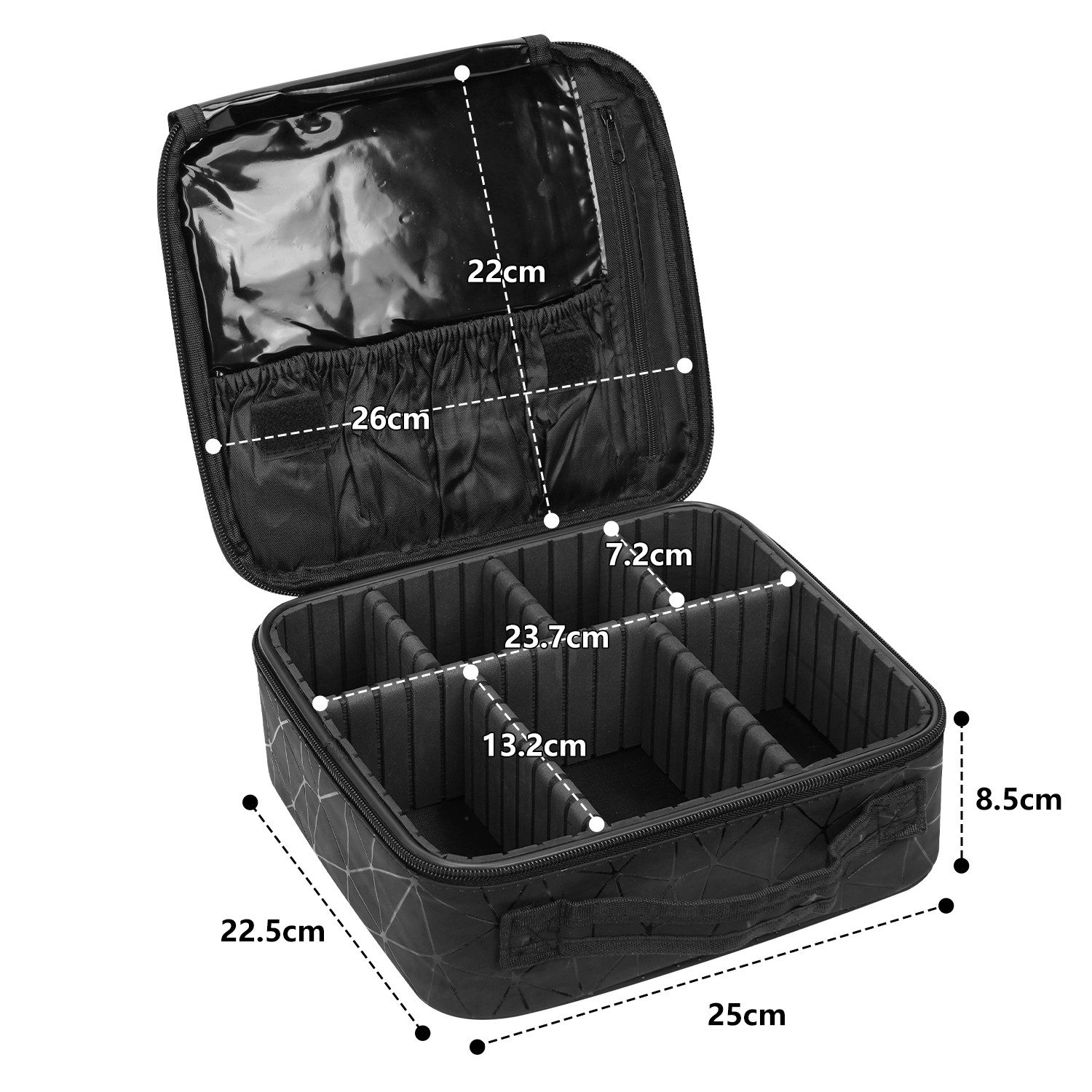 OSTWOLKE Kosmetik-Koffer Kosmetiktasche Schminktasche Portable Reise Make Up Tasche Organizer, Wasserdicht Schminkkoffer mit Einstellbaren Teiler, Bürstenschlitze