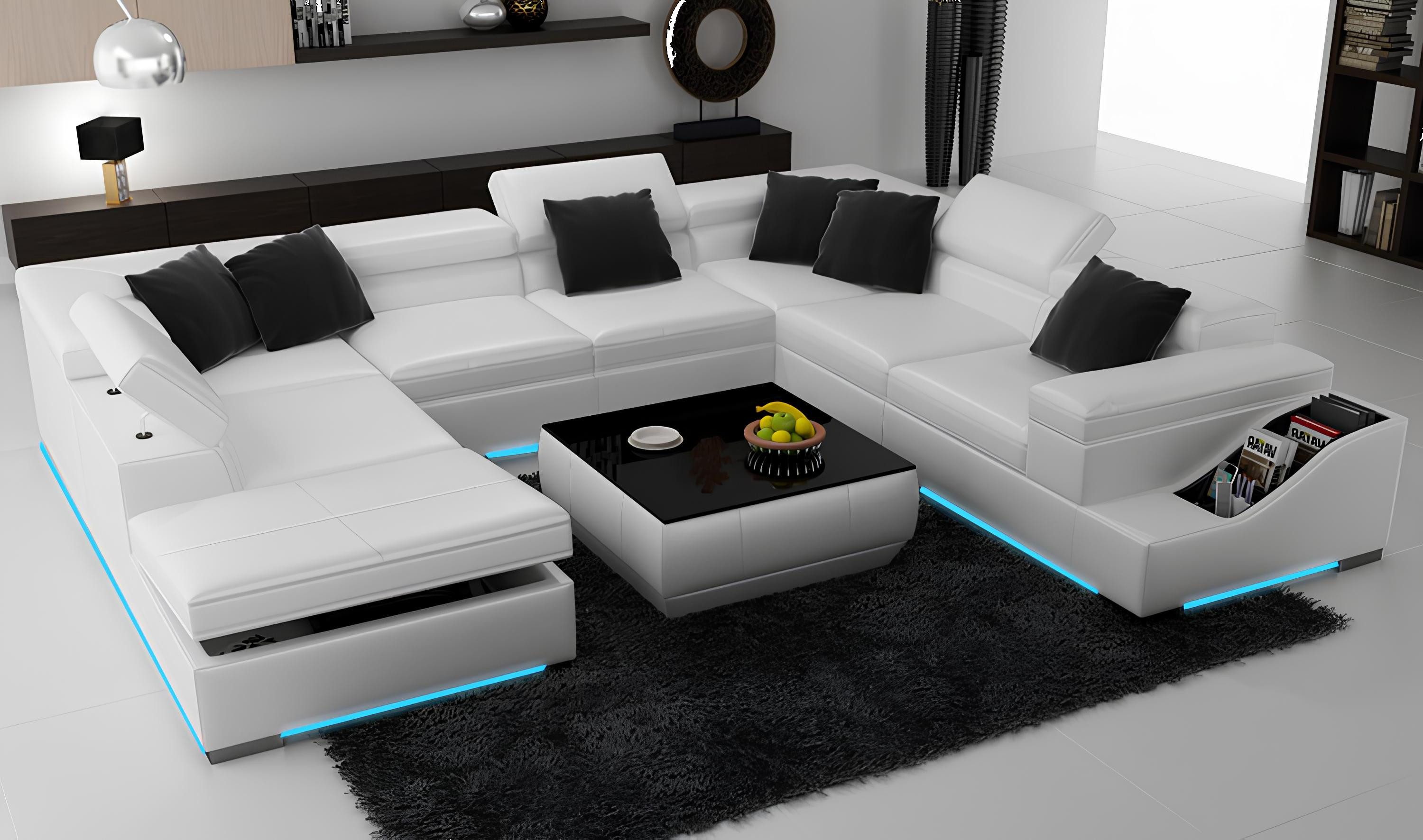 Xlmoebel Ecksofa Elegantes Ledersofa U K5006 mit modernem Design und hohem Komfort, Hergestellt in Europa