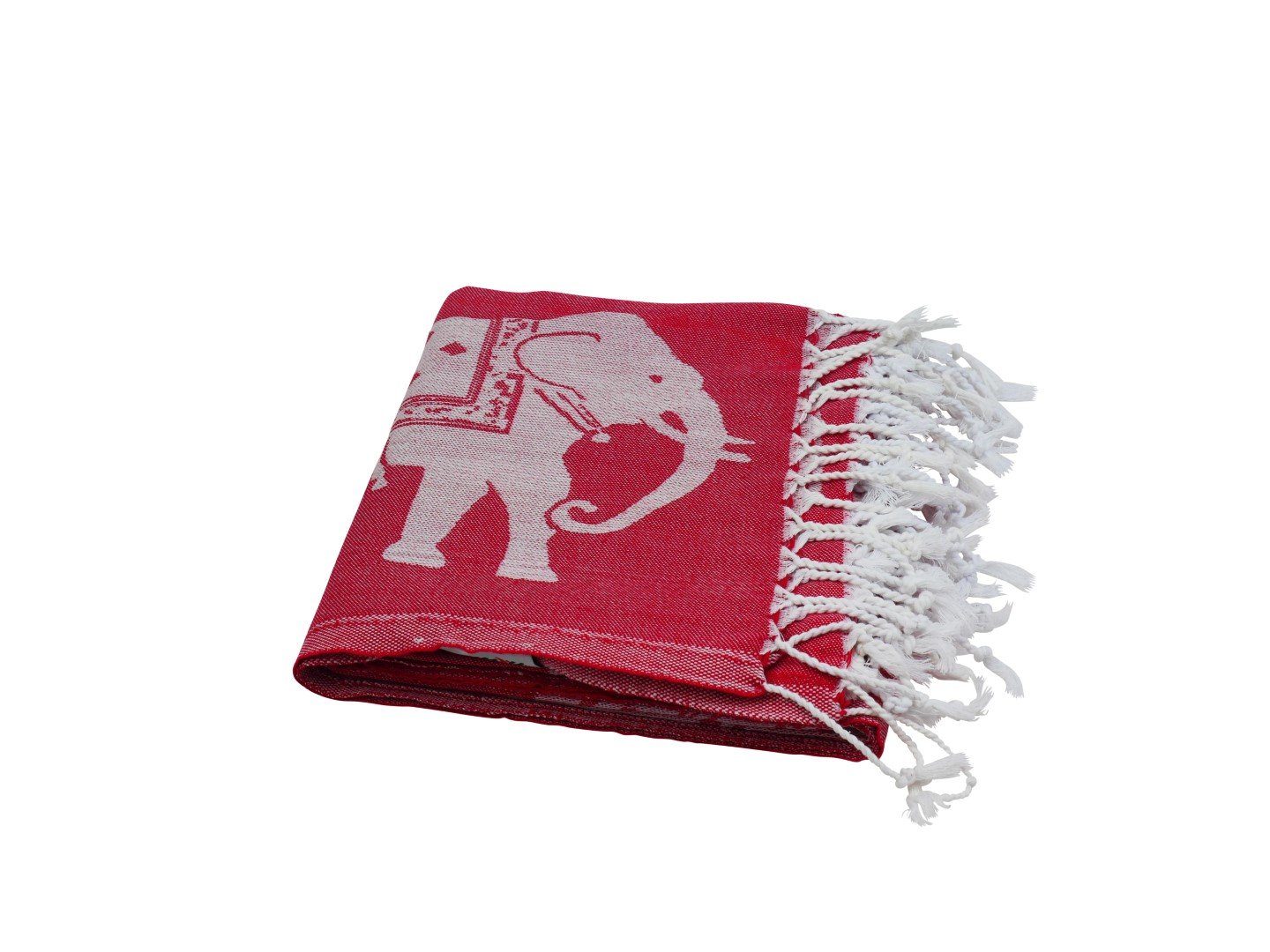 Hamamtücher rot großen Hamamtuch Elefanten, weiß, my blickdicht (1-St), mit Baumwolle Hamam