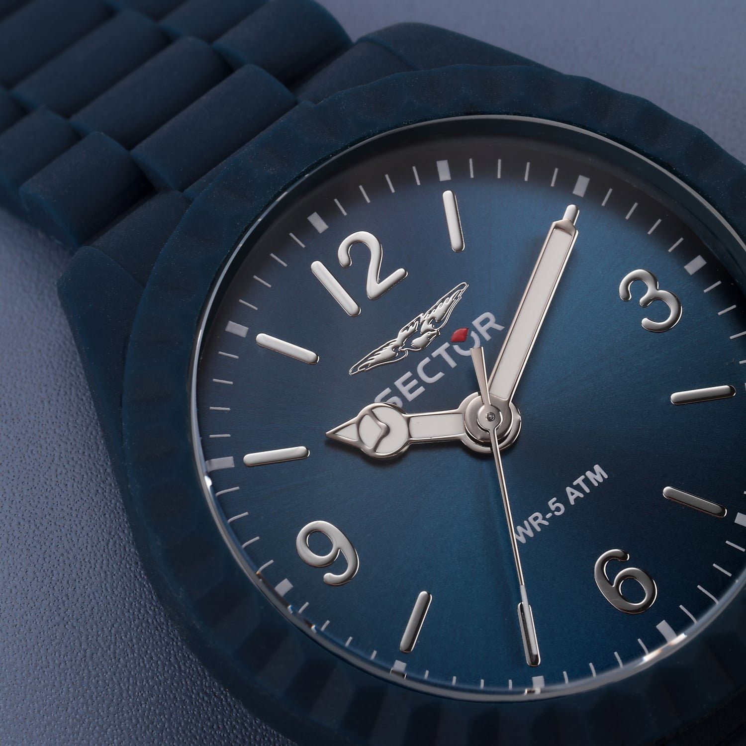 Sector Quarzuhr Sector Herren Armbanduhr blau, Fashion Analog, rund, groß Herren 44mm), Silikonarmband Armbanduhr (ca