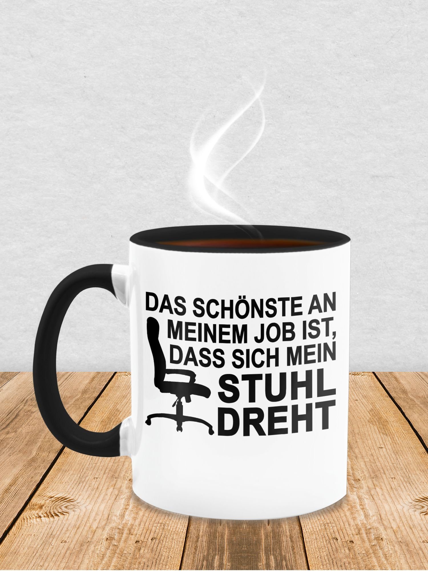 Shirtracer Tasse Das schönste 3 dass Keramik, Job Stuhl schwarz, Kaffeetasse Job ist, sich der meinem Schwarz Geschenk dreht an 