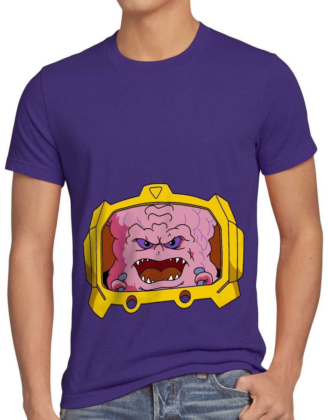 style3 Print-Shirt Herren T-Shirt Krang comic teenage schildkröte mutant turtles lila