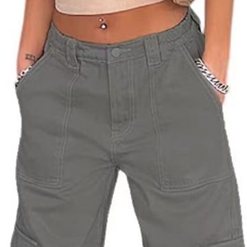 FIDDY Baukastenhose Hose mit hoher Taille Baggy High Waist Jeans für Damen