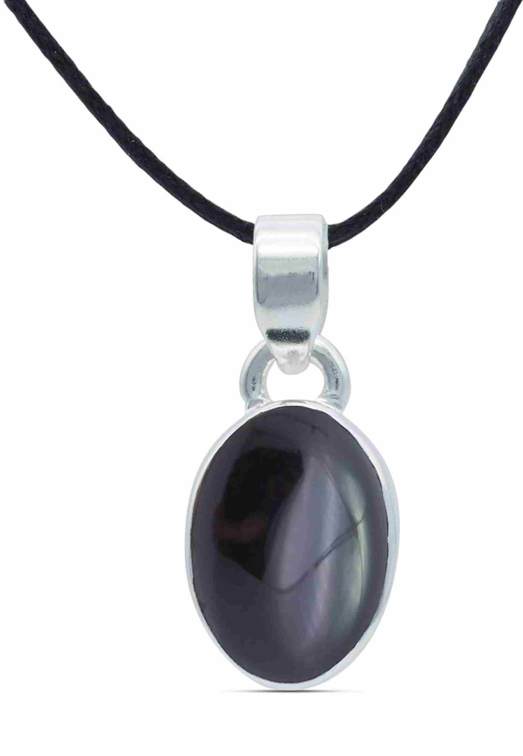 mantraroma Kettenanhänger SAMA oval aus 925 Silber mit Onyx (Kettenanhänger günstig online kaufen