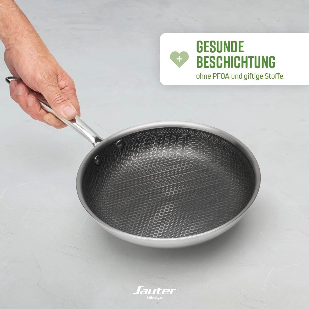 QDesign by Sauter Pfannen-Set mit Wabenstrukturschicht, Edelstahl 18/10 (3-tlg)