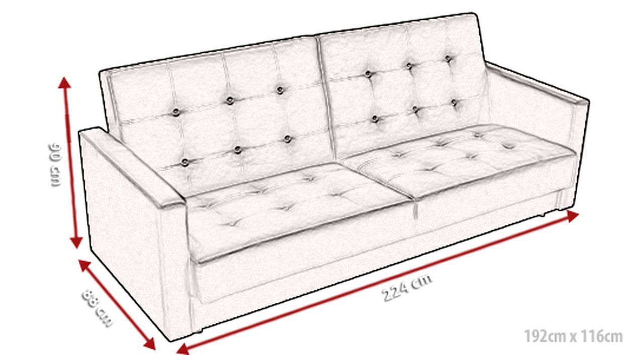 Siblo Elegantes Adelaida 3-Sitzer Sofa Schlaffunktion mit Dreisitzer