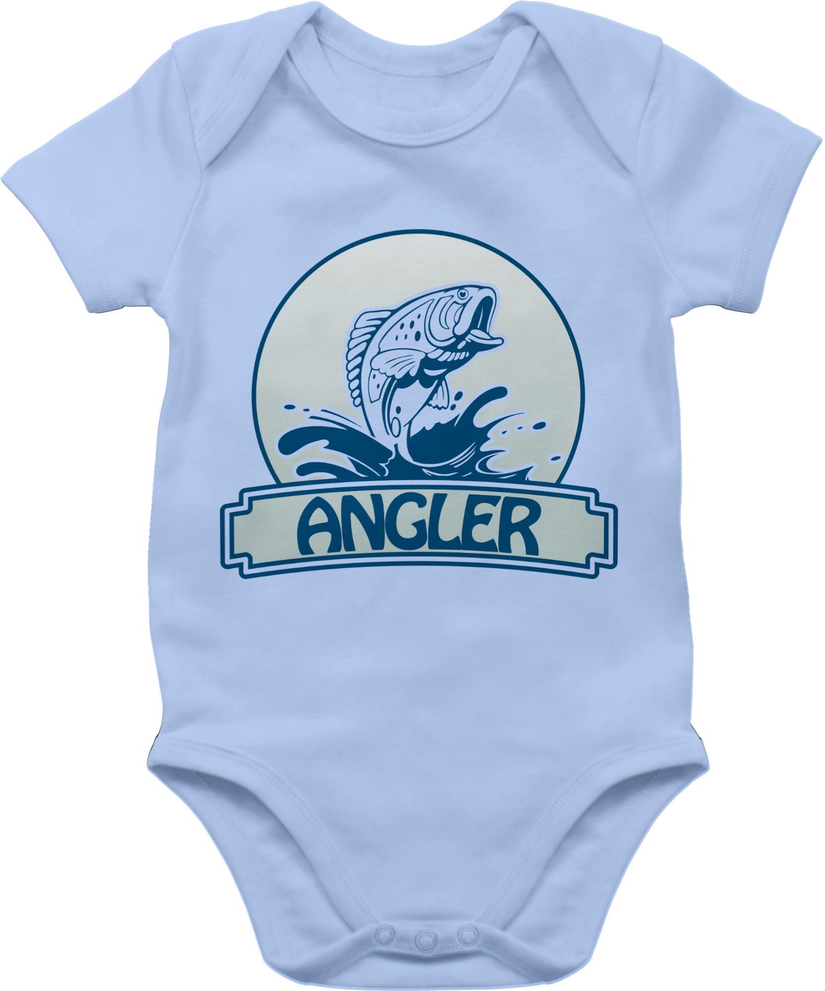 Shirtracer Button Babyblau Shirtbody Angler 1 Sport Bewegung & Baby