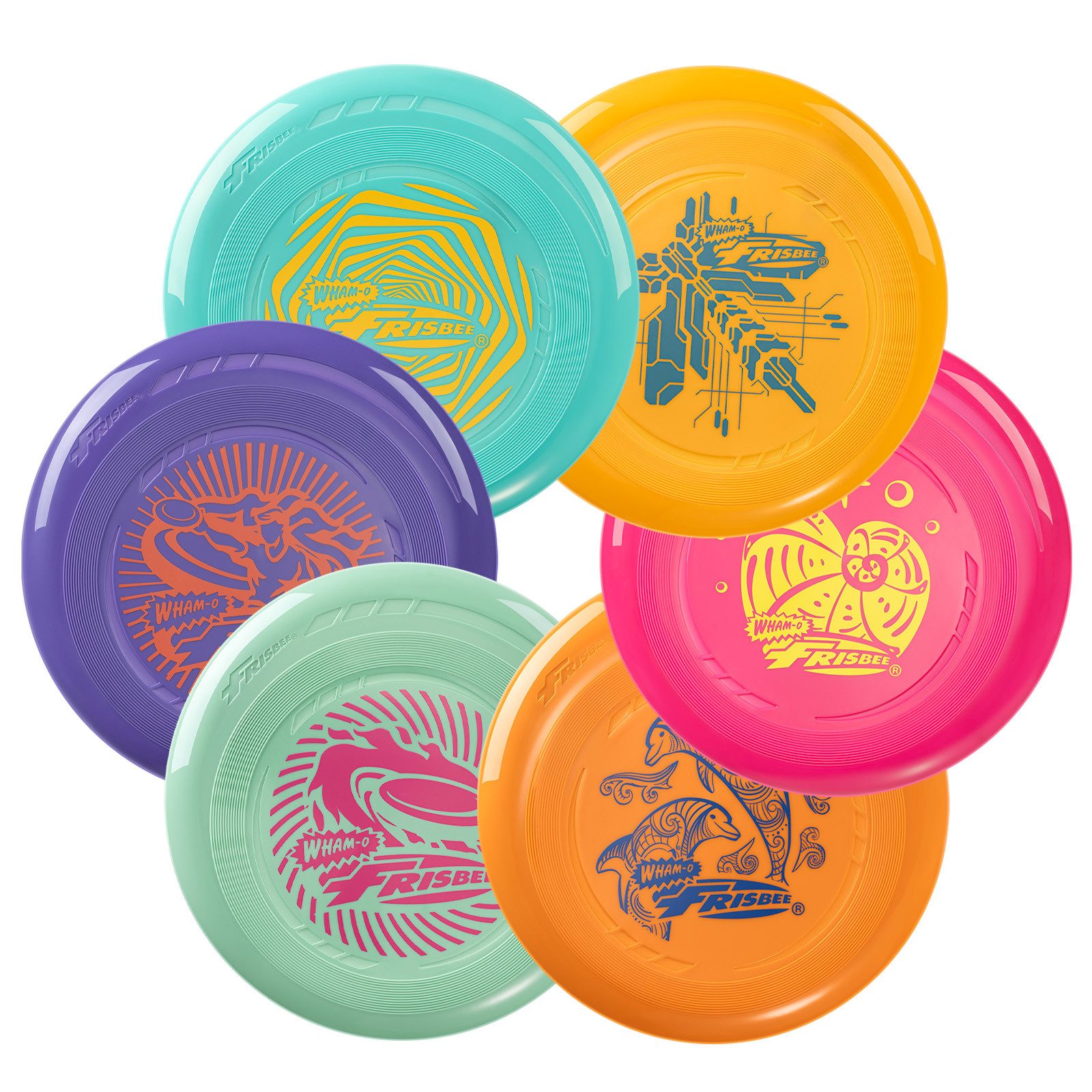 Wurfscheibe Wham-O Frisbee Go 6er Pack Flugscheibe ab 5 Jahren, 22.86 cm - 70g