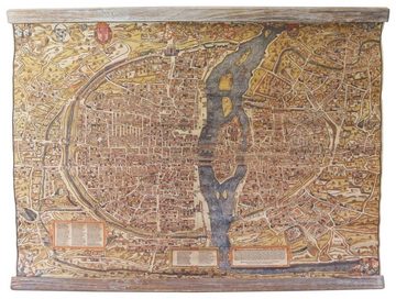 Aubaho Wandbild Landkarte Weltkarte historische Karte Wandkarte Antik-Stil Paris Frank
