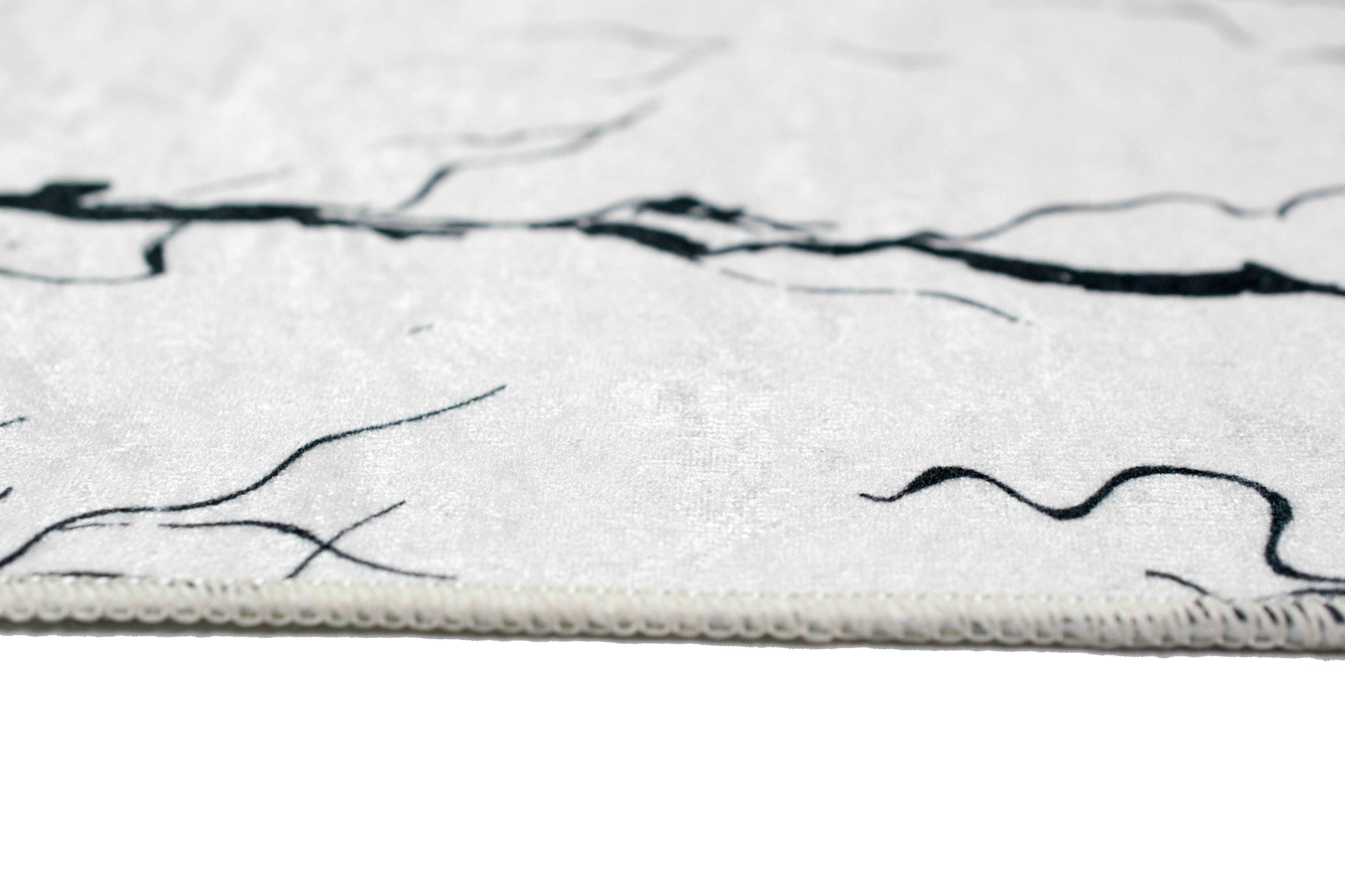 Badematte »Badteppich WC Teppich Badematten Set Marmoroptik Teppich  waschbar in weiss schwarz« Teppich-Traum, Höhe 5 mm online kaufen | OTTO