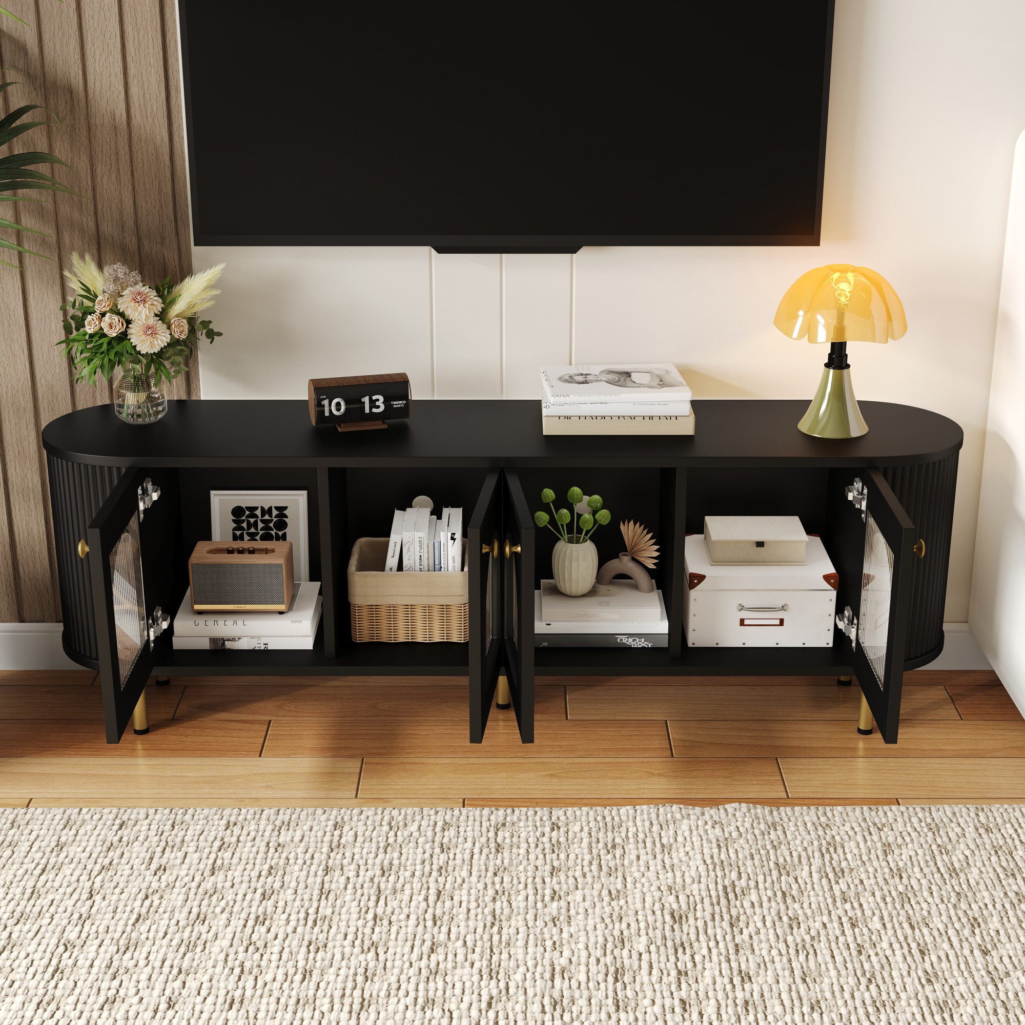 BlingBin TV-Schrank Lowboard (1-St., mit Glastüren günstig online kaufen