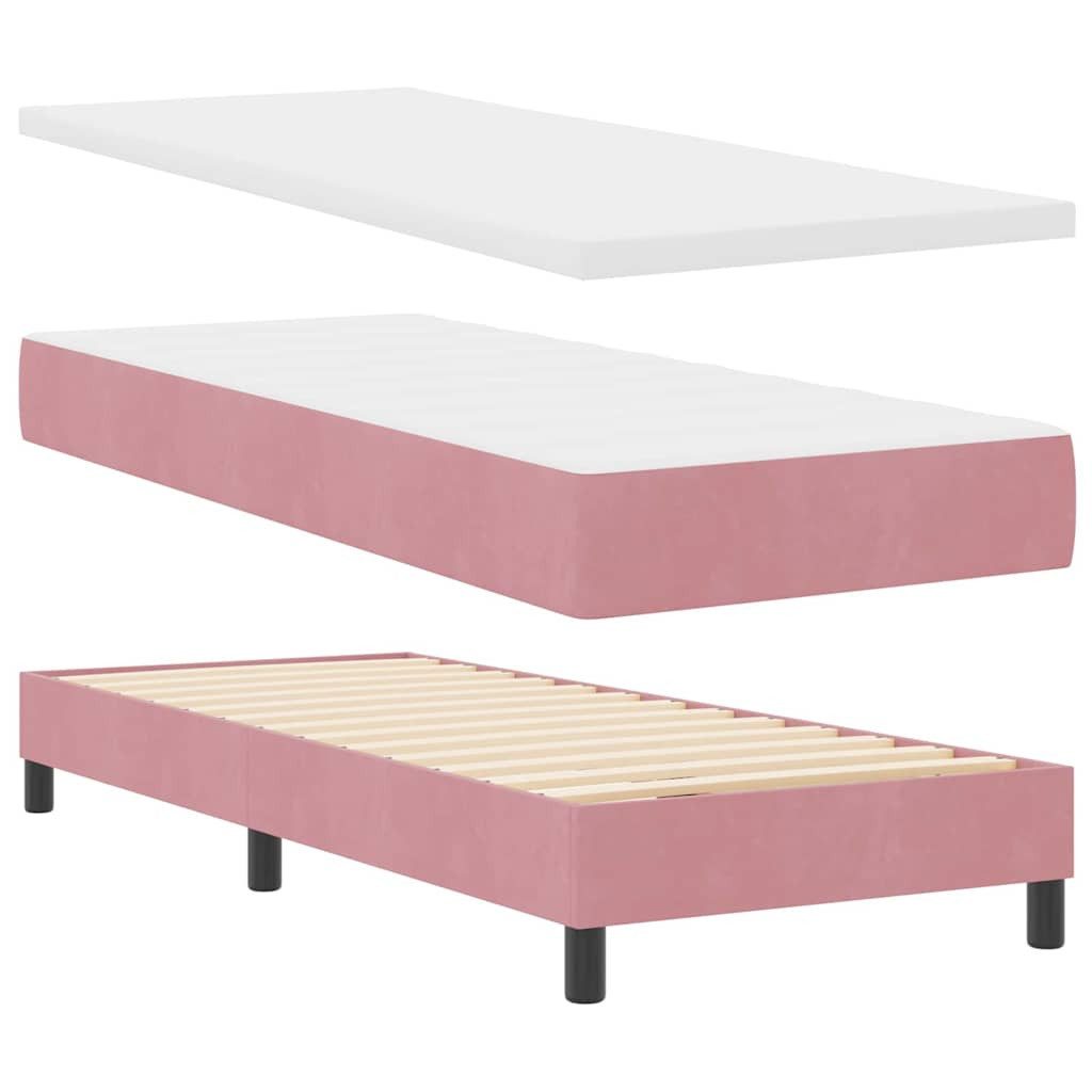 vidaXL Bett Boxspringbett mit Matratze Rosa 200 x 80 cm Polyester (1-tlg)