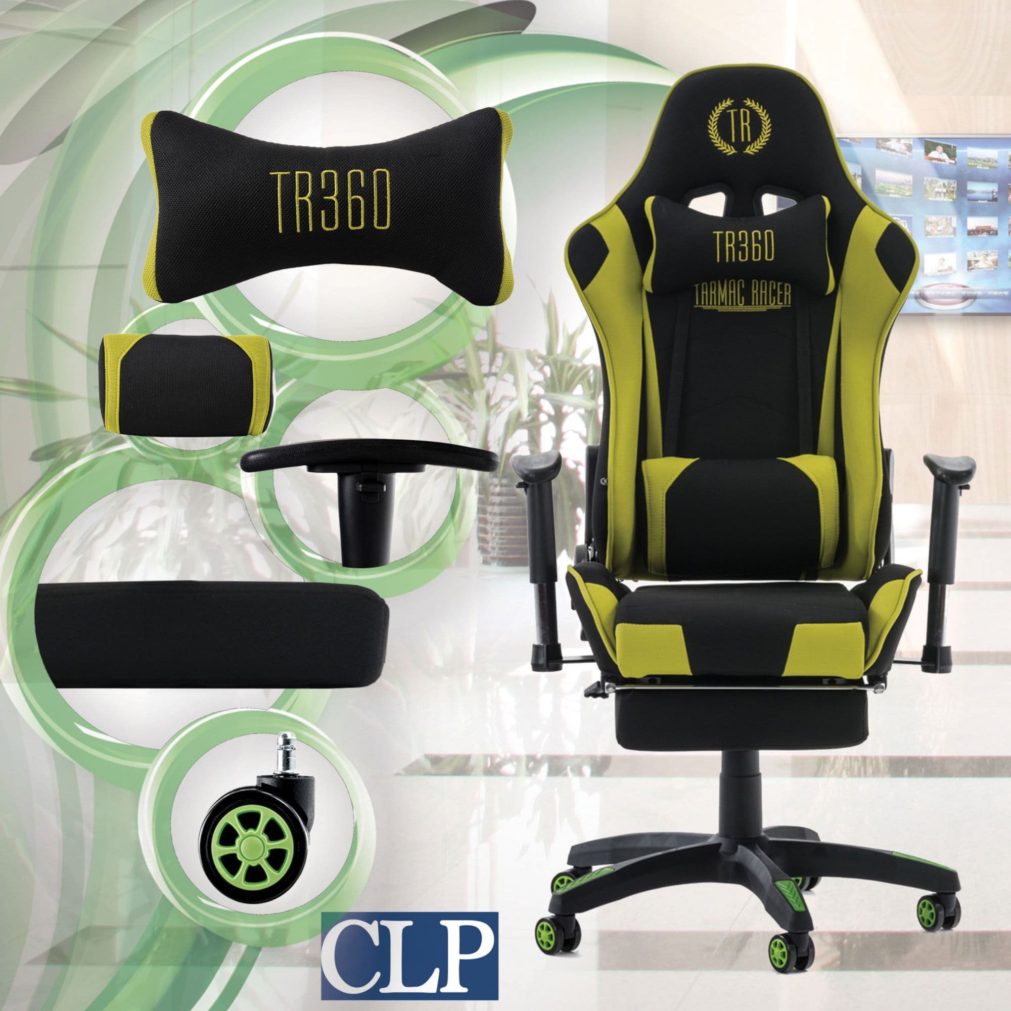 mit drehbar Chair Höhenverstellbar CLP und Turbo Gaming Fußablage,