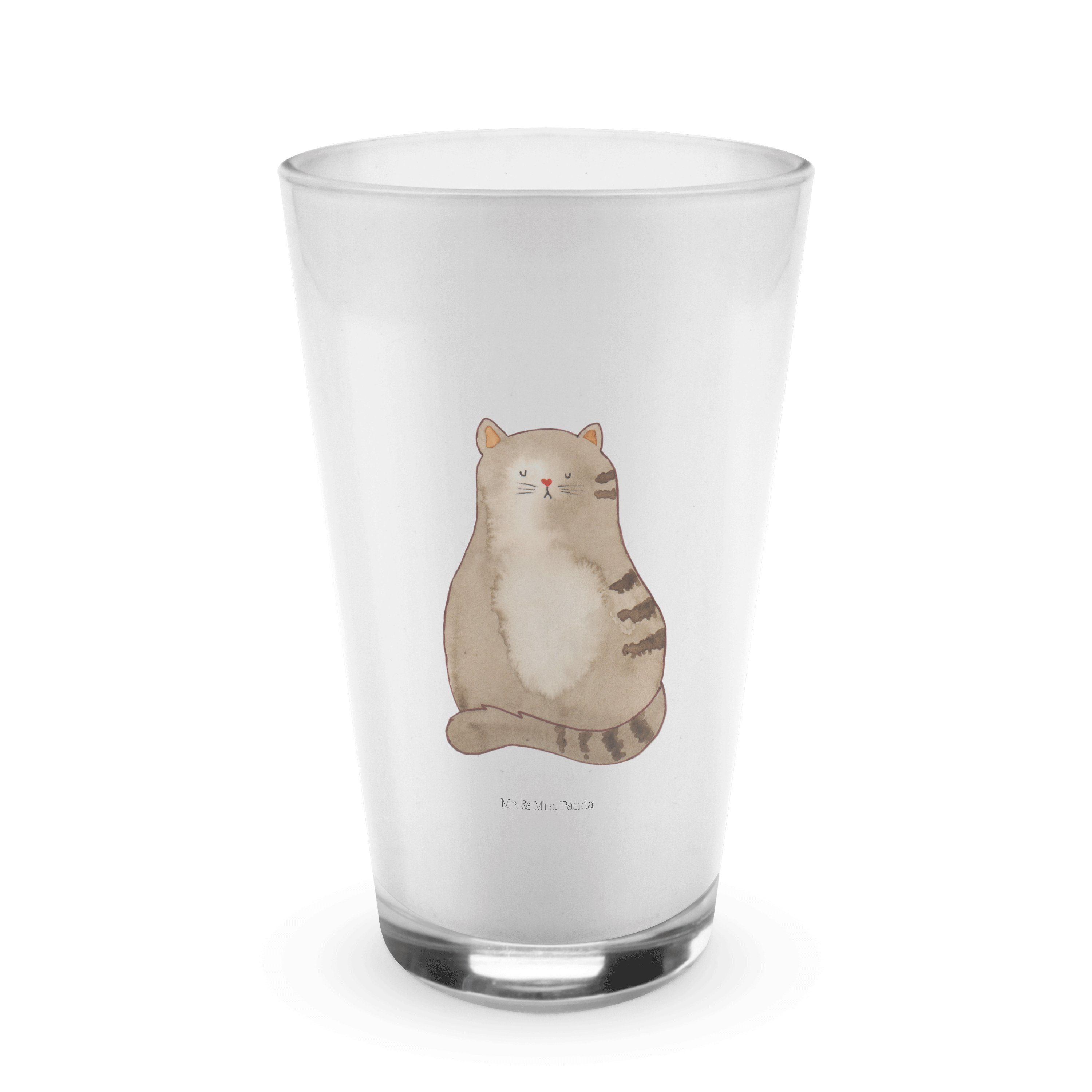 Mr. & Mrs. Panda Glas Katze sitzend - Transparent - Geschenk, Familie, Katzenliebhaber, fla, Premium Glas | Gläser