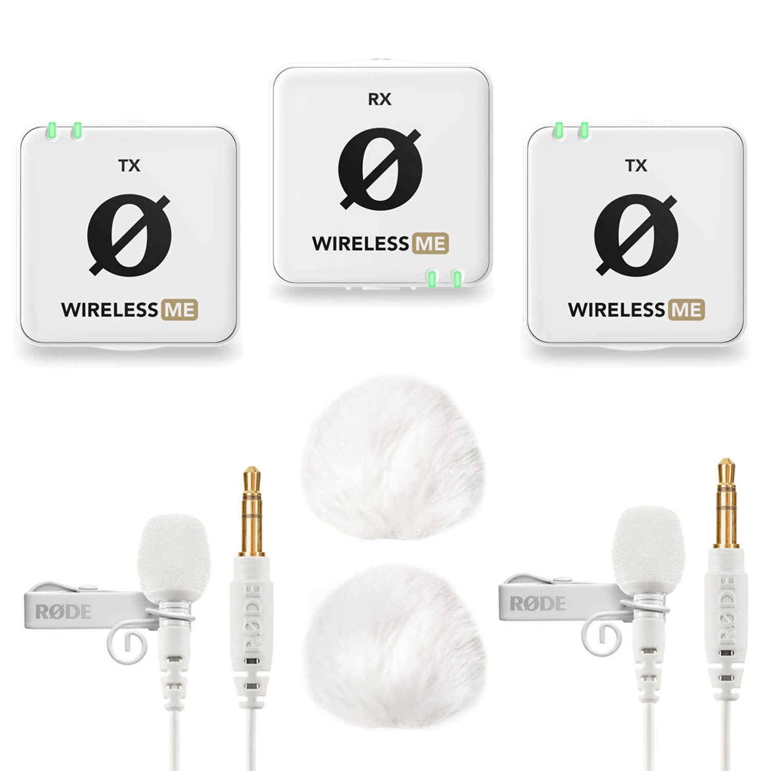 RØDE Rode Wireless ME Dual WH mit 2x Lavalier GO WH und 2x WS05WH Digitales Aufnahmegerät (2,4 GHz)