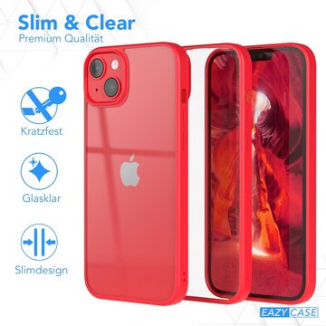 EAZY CASE Handyhülle Bumper Case für Apple iPhone 14 Plus 6,7 Zoll, Hülle Transparent Backcover kratzfest Slim Cover Durchsichtig Rot