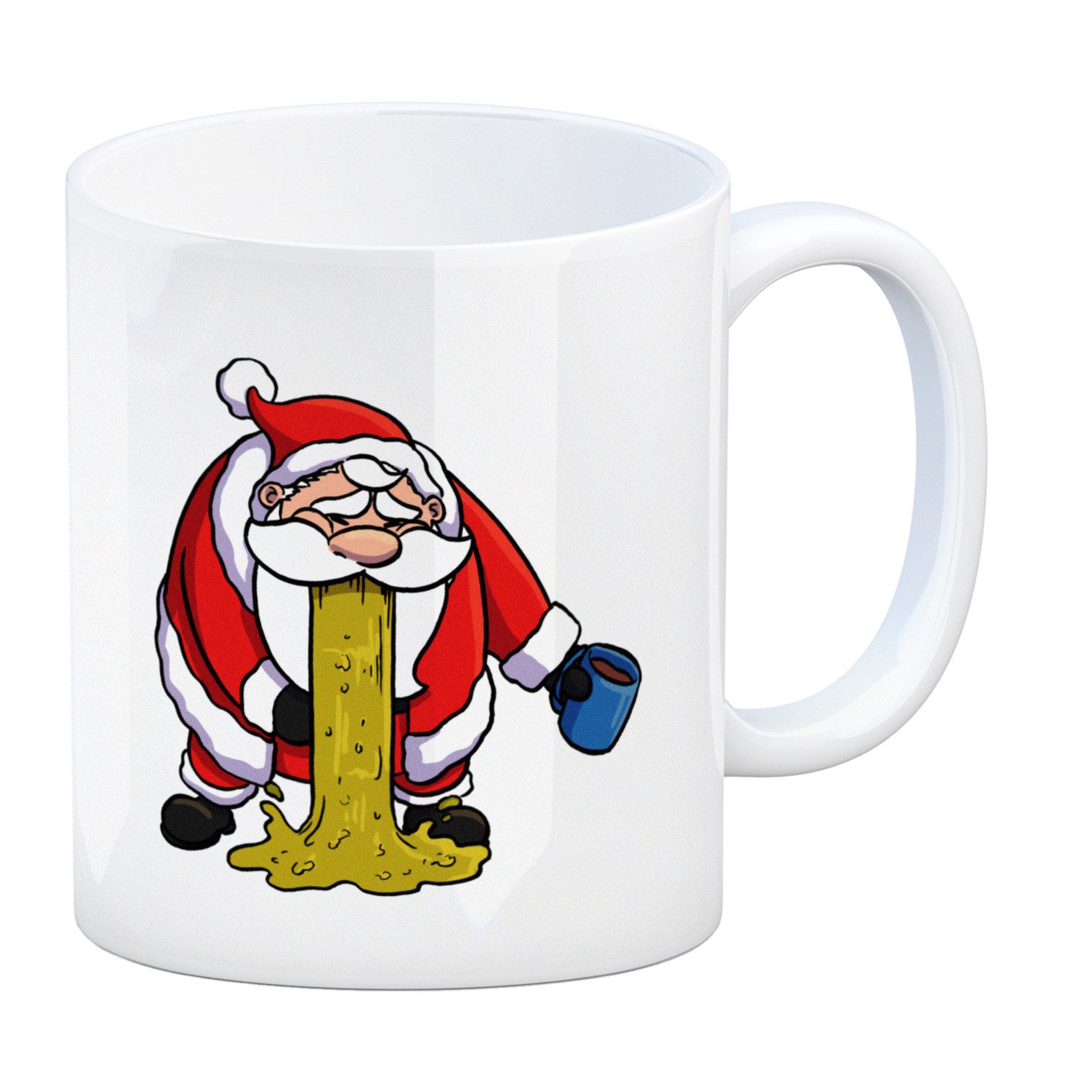 Tasse Kotzender Weihnachtsmann mit Glühweintasse Weihnachten Kaffeebecher