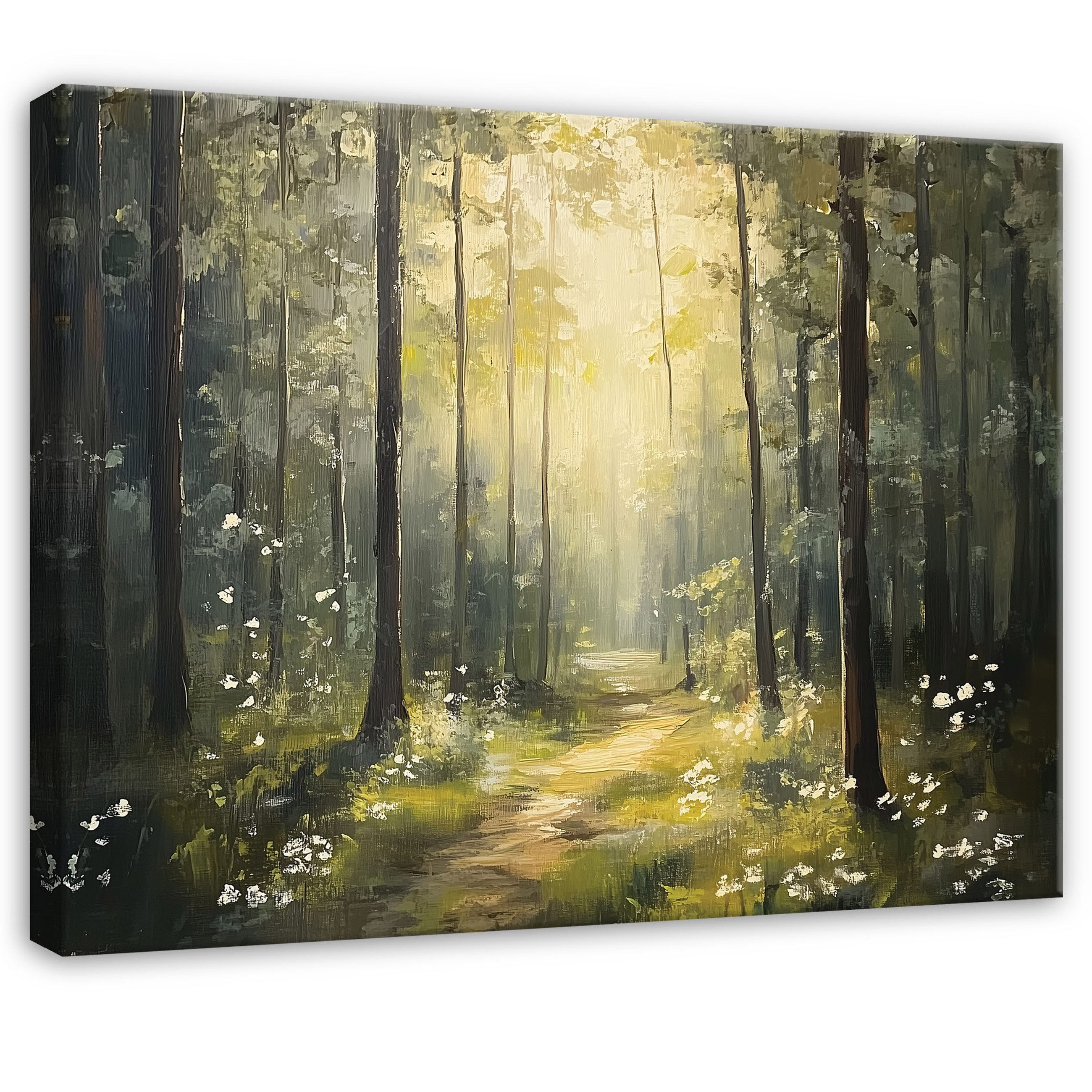 Wallarena Leinwandbild Wald Sonne Natur Bäume Wandbilder Wand Deko XXL Зображення, Natur - Baum (groß Зображення Wohnzimmer Schlafzimmer Einteilig, 1 St), Wand Deko Wohnzimmer Badezimmer Küche Leinwandbild Зображення Modern 60x40