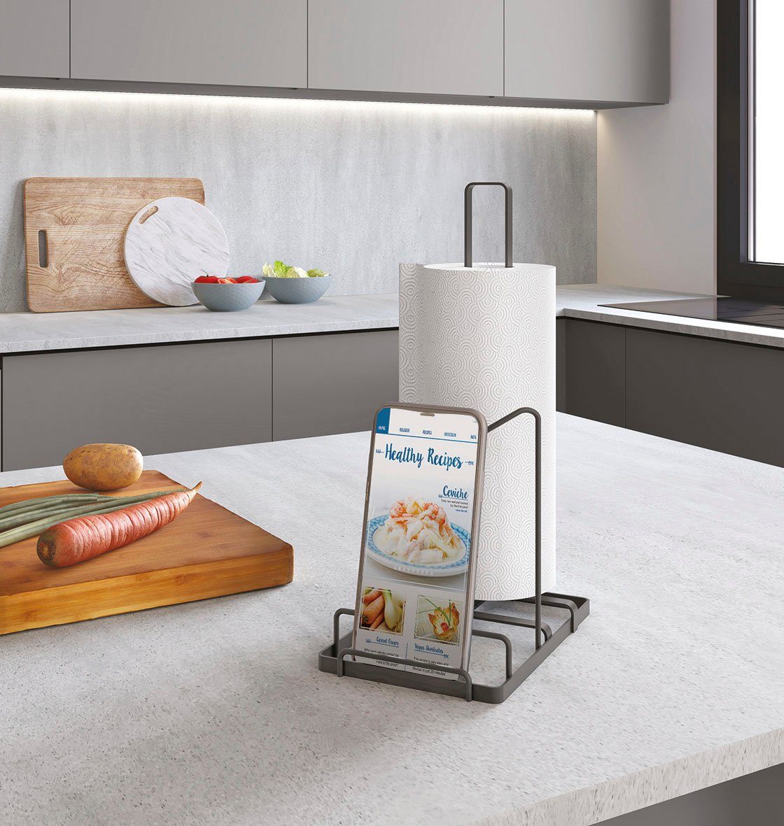 Metaltex Küchenrollenhalter Tokyo Lava, mit exclusiver TouchTherm® Beschichtung