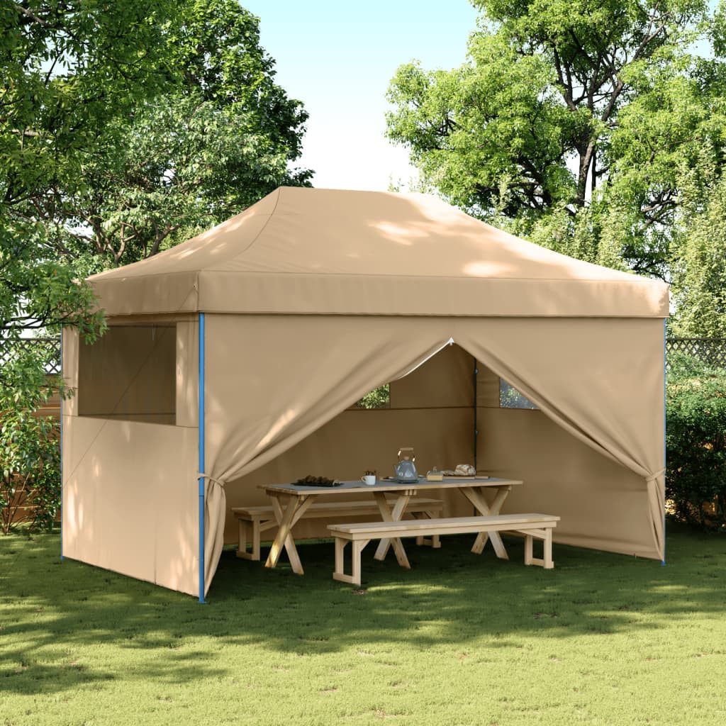 vidaXL Angelzelt, Partyzelt Faltbar Pop-Up mit 4 Seitenteilen Beige