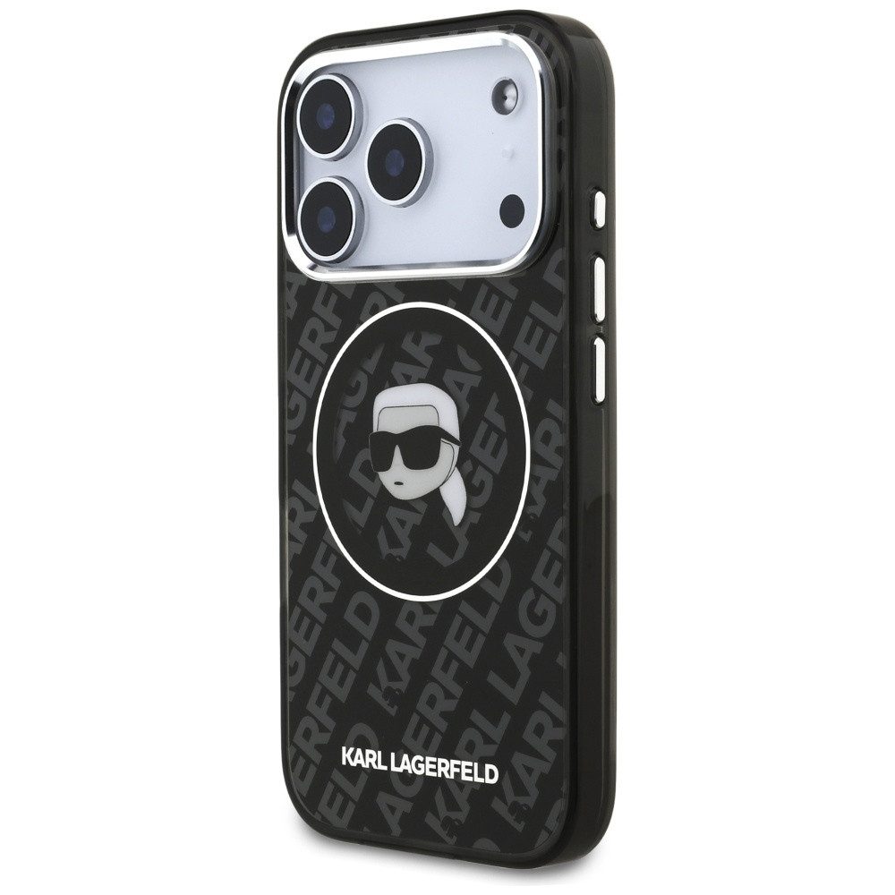 KARL LAGERFELD Handyhülle MagSafe iPhone 17 Pro Kunststoff schwarz transparent Logo 6,3 Zoll, Kantenschutz