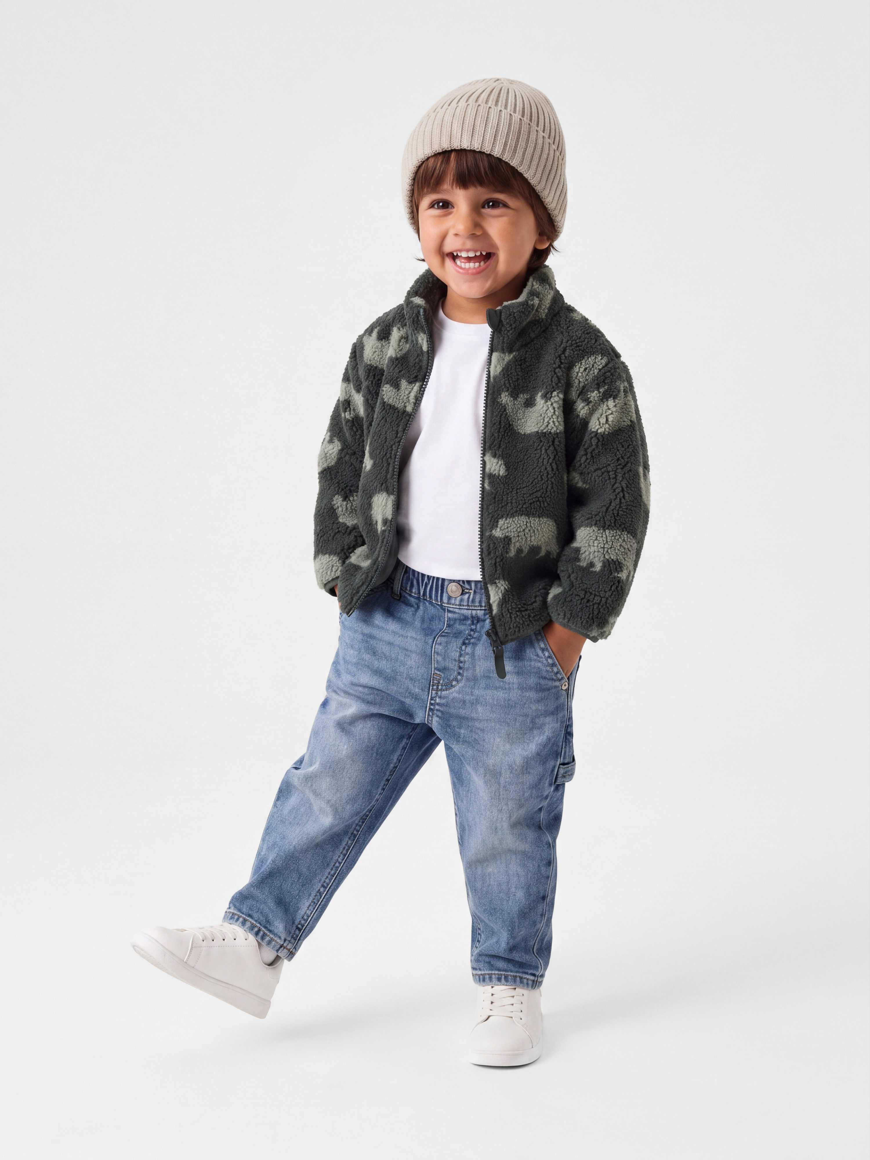 Name It Plüschjacke NMMMONICO TEDDY JACKET AOP NOOS Kunstfaser, normal geschnitten – Bild 2 von 5