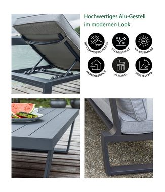 Dehner Gartenlounge-Set Gartenlounge Bellevue 3-teilig, inkl. Polster, Vielseitig anwendbare Lounge mit hochwertigem Aluminium-Gestell