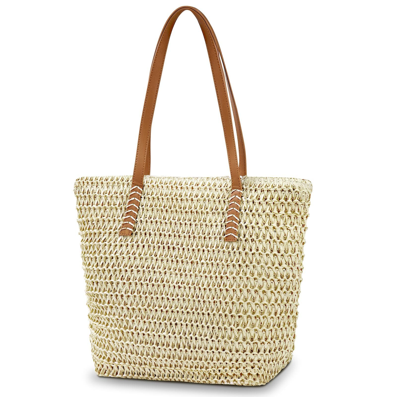 Zaewry Strandtasche mit reißverschluss, Große Strandtasche für Damen, Umhängetasche, Schultertasche Elegant Handtasche Shopper Tasche