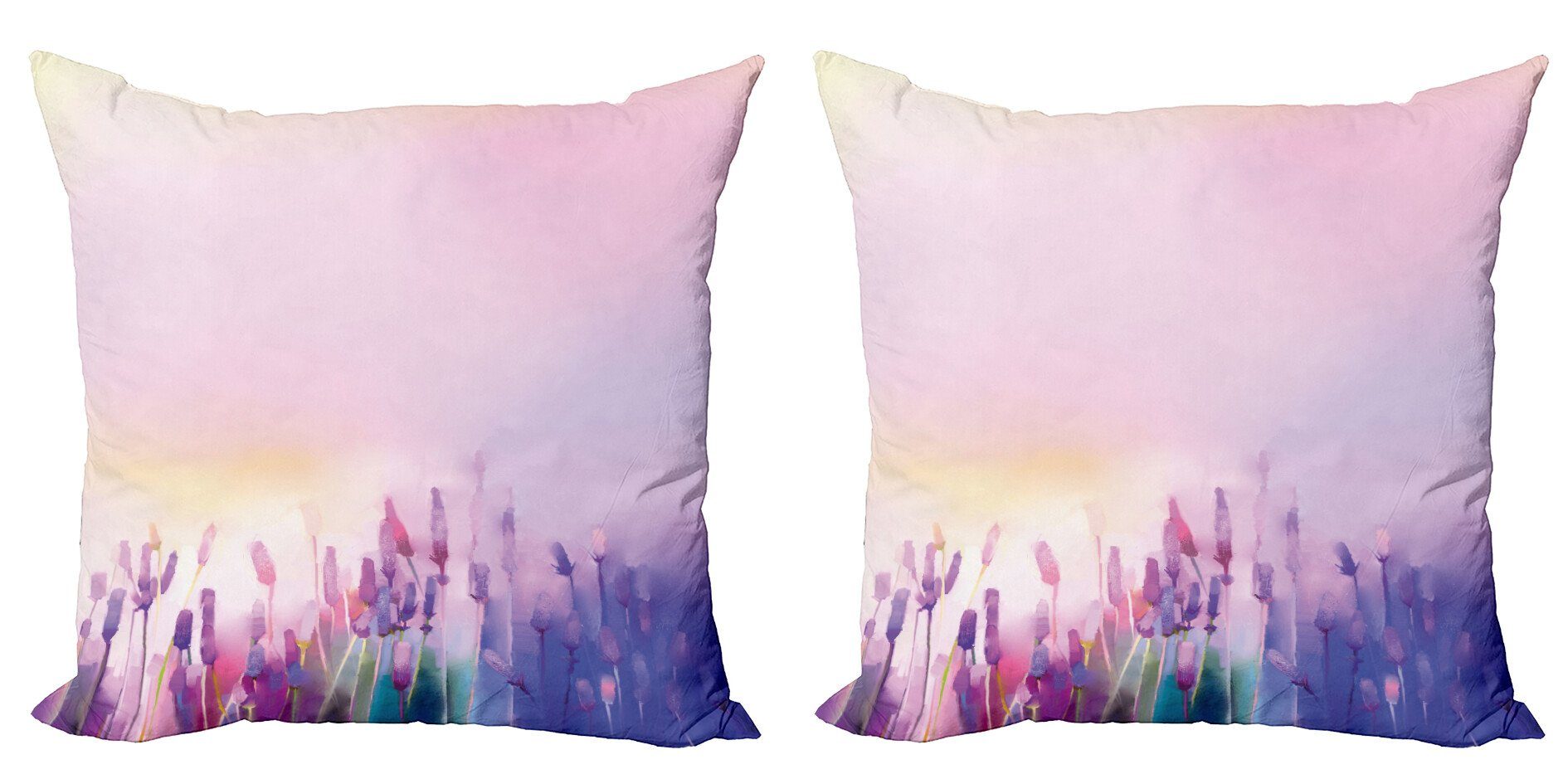 Kissenbezüge Modern Accent Doppelseitiger Digitaldruck, Abakuhaus (2 Stück), Rosa Lavendel violette Blumen