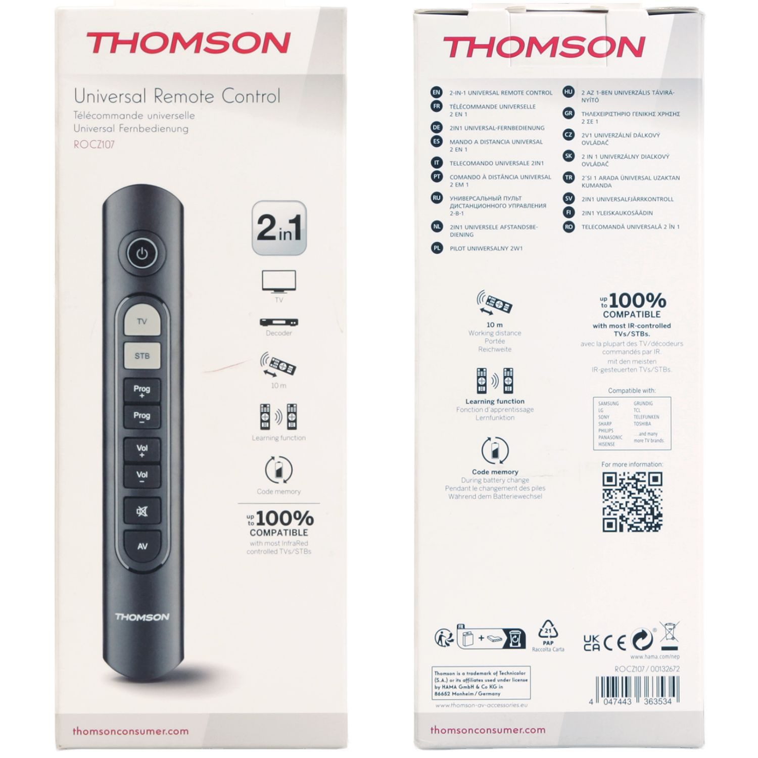 Thomson ROCZ107 2in1 Universal Fernbedienung Zapper Ersatz Universal-Smart-TV-Fernbedienung (2-in-1, Remote Control für Samsung Sony LG Philips Hisense etc TV L – Bild 4 von 4