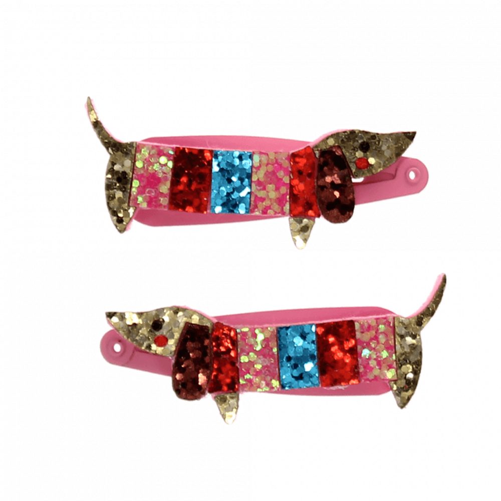 Rex London Haarspange Glitzer Dackel, Haarklammer, 2-tlg., Set, ca. 5,3 x 2,2 x 0,7 cm