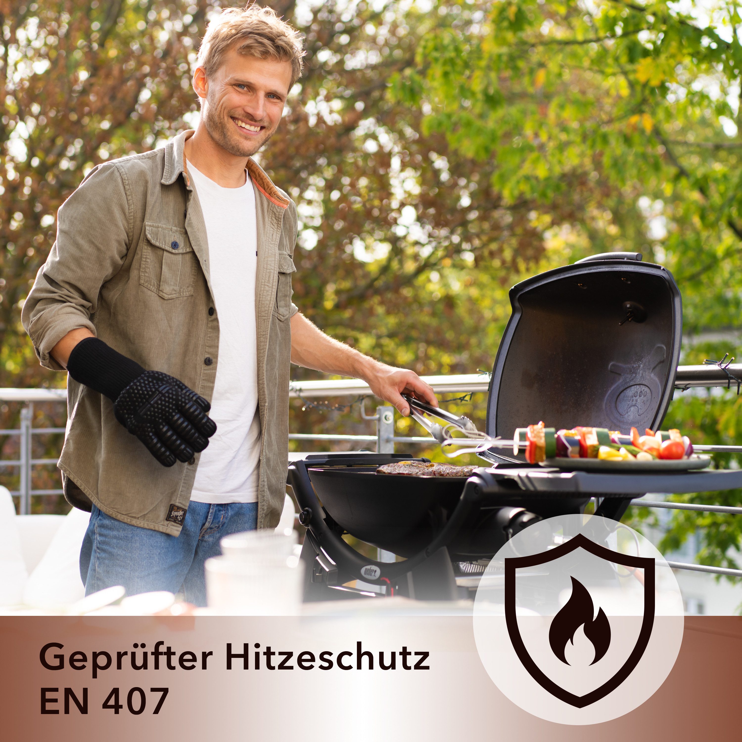 AVANA Grillhandschuhe Aramid Ofenhandschuhe Backhandschuhe Topfhandschuhe BBQ Handschuhe, Hitzebeständig bis zu 800 ° C, Schwarz