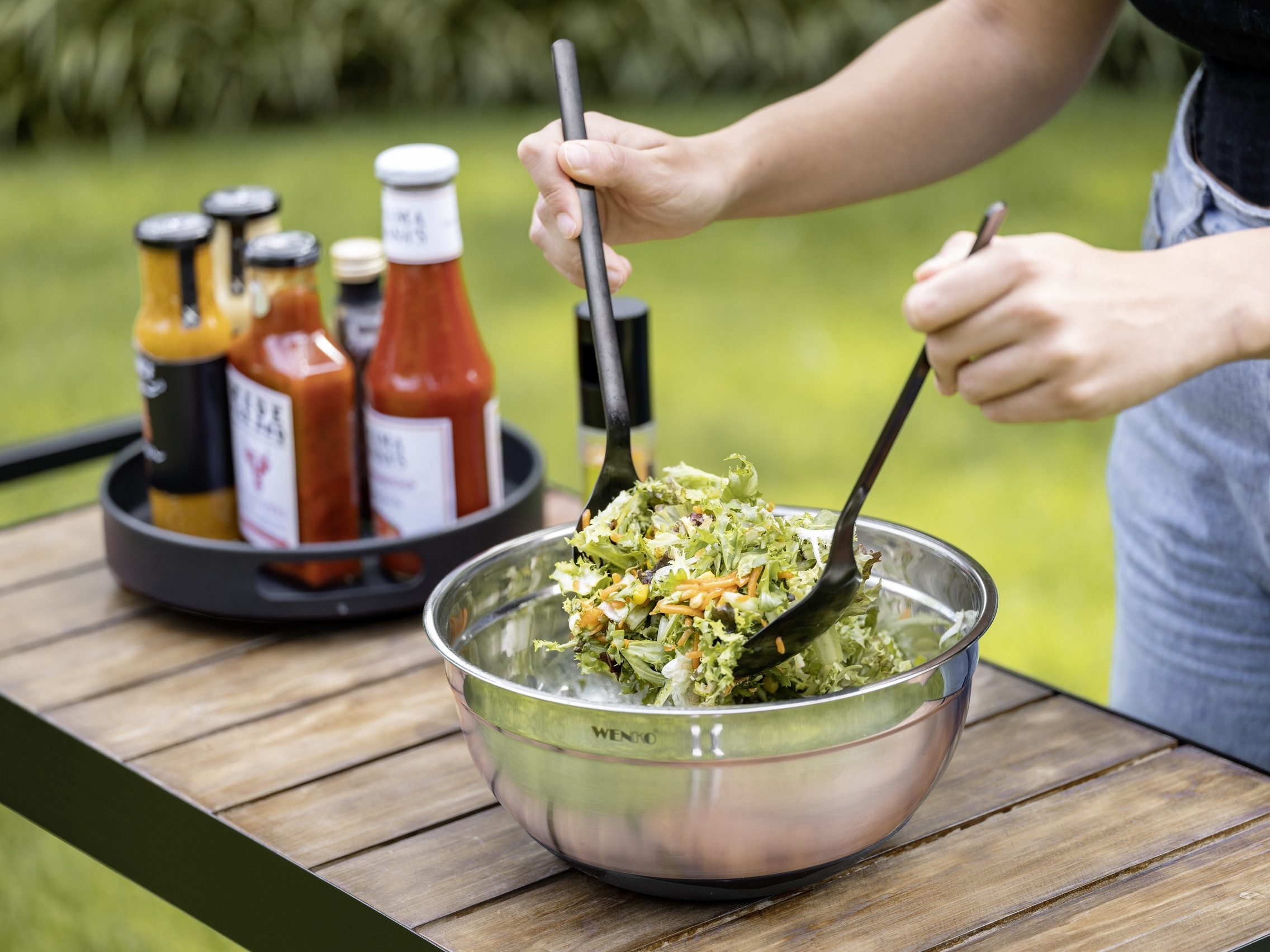 WENKO Salatbesteck Modell Nagy (Set, 2-tlg), aus rostfreiem Edelstahl, mit extra großer Aufnahmefläche