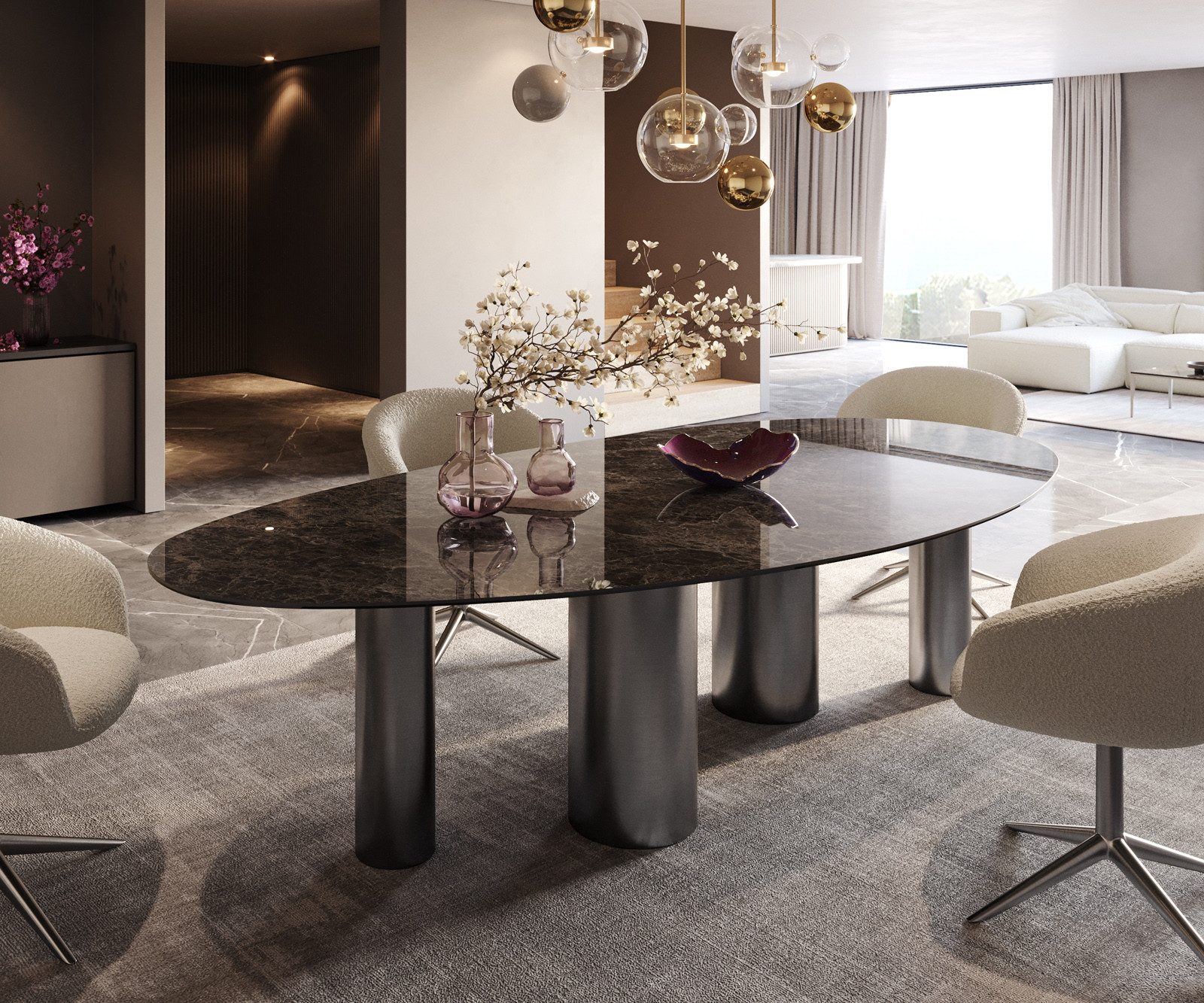 DELIFE Esstisch Edge, Oval Keramik Laminam®Emperador günstig online kaufen