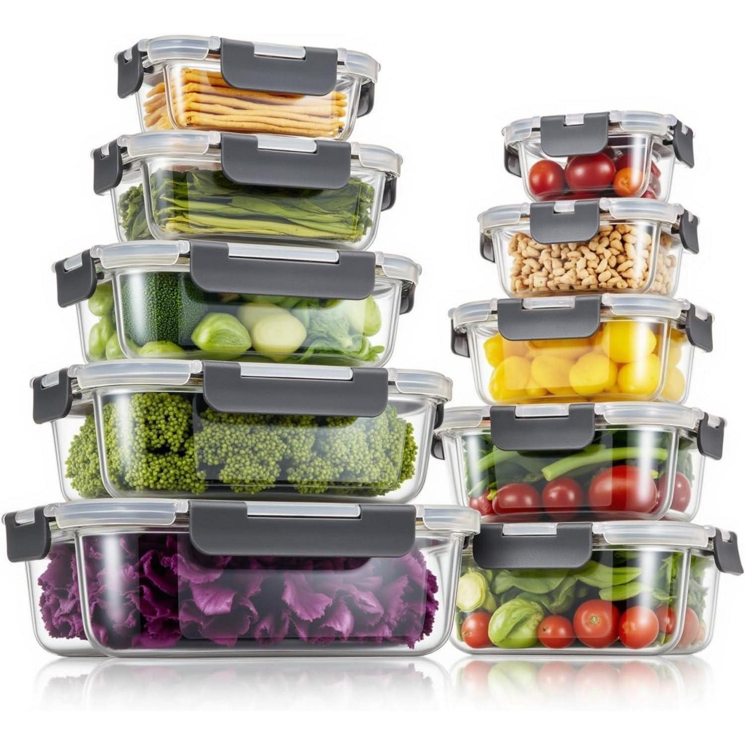 LuxusKollektion Frischhaltedose Glas-Frischhaltedosen Set BPA-frei luftdicht auslaufsicher, Glas