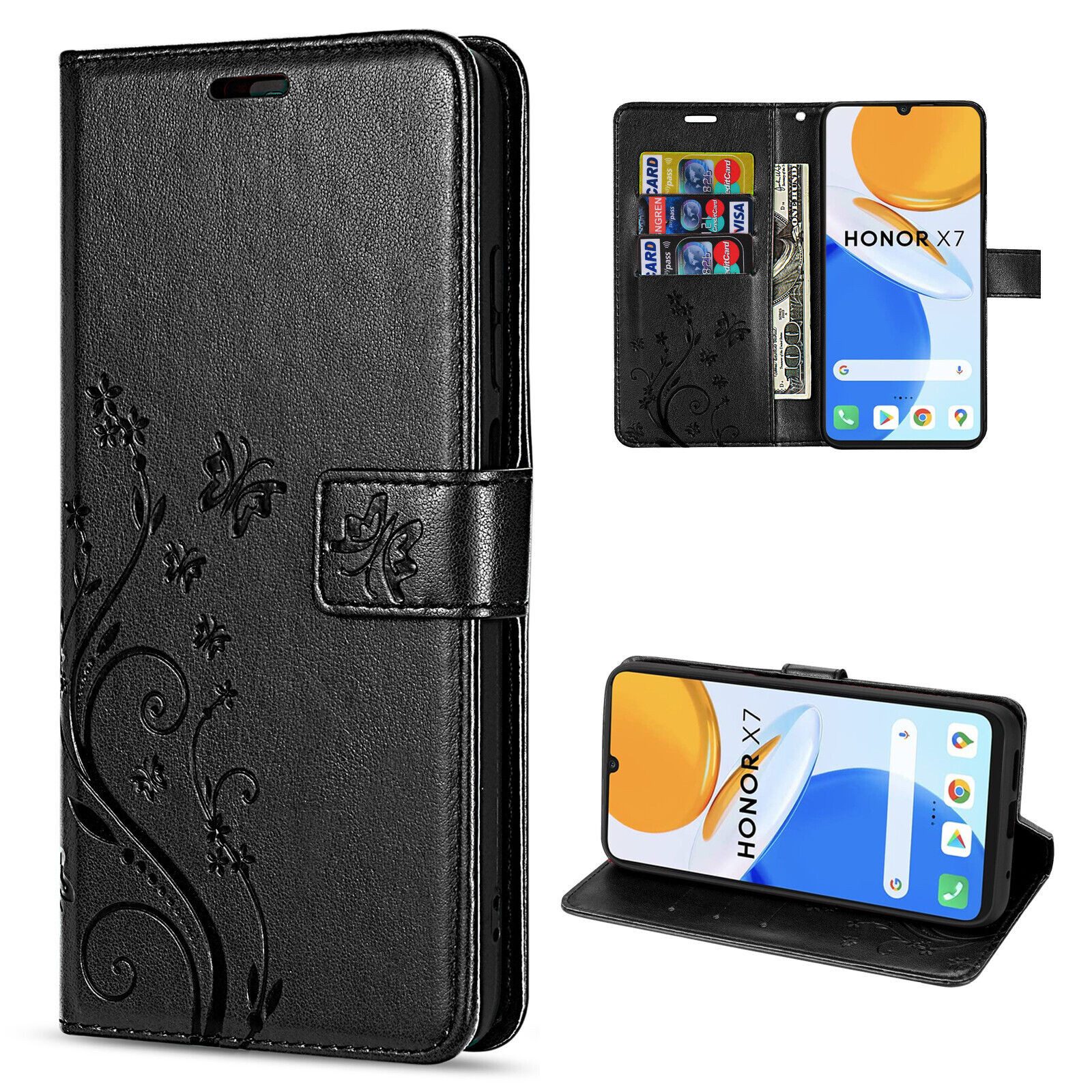 betterfon Handyhülle Handytasche für Honor X7 Klapphülle Wallet Case, Bookstyle-Hülle: Magnetverschluss 3 Kartenfächer & Standfunktion
