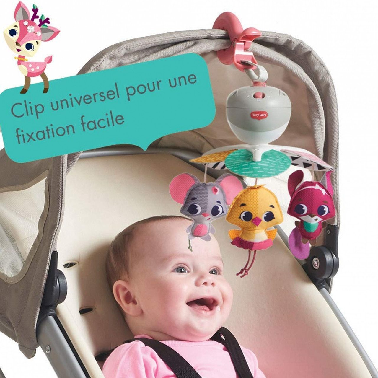 Tiny Love Mobile Tiny Love Take Along Mobile, 3-in-1 Musik Mobile Baby Elektrisch, 0+ M, Tragbares Mobile, geeignet für Babys ab der Geburt (0M) Fünf versch…