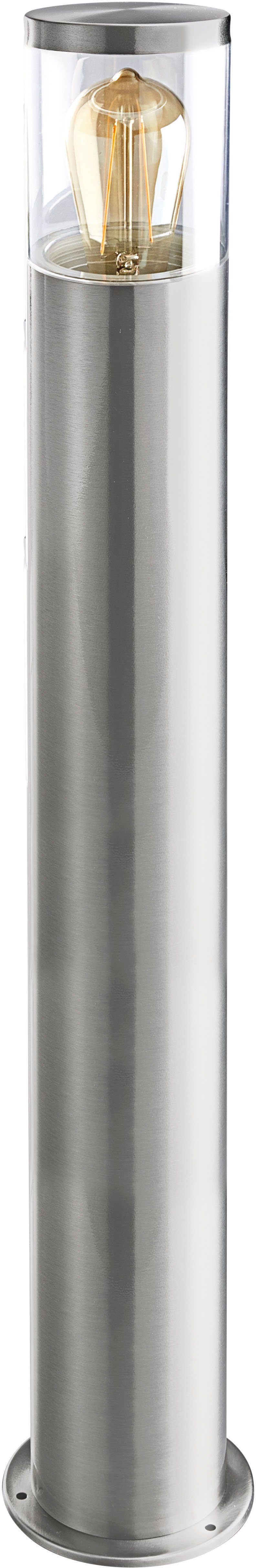 HEITRONIC Sockelleuchte Naxos, ohne Leuchtmittel, Standleuchte, Außenlampe, Pollerleuchte, aus Edelstahl
