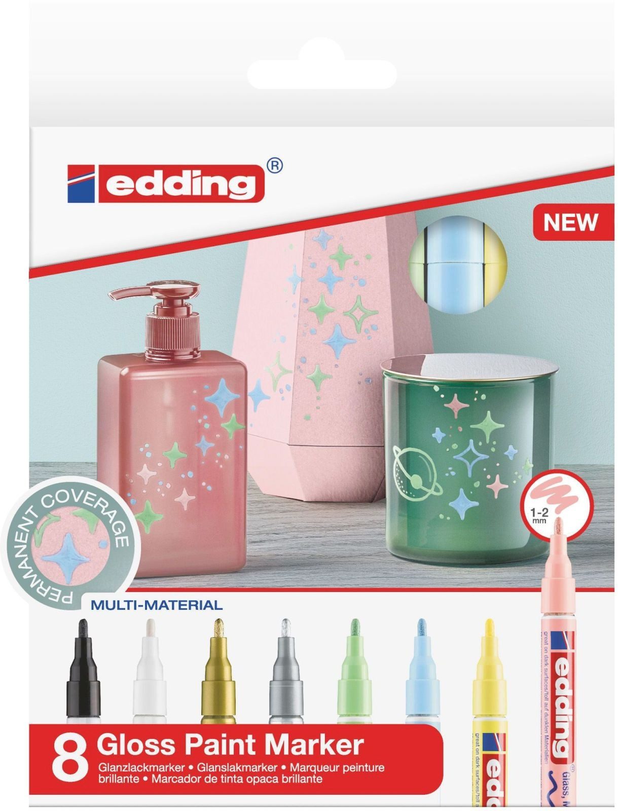 edding Permanentmarker Glanzlack-Marker edding 751 Pastell 1-2mm VE=8 Farben