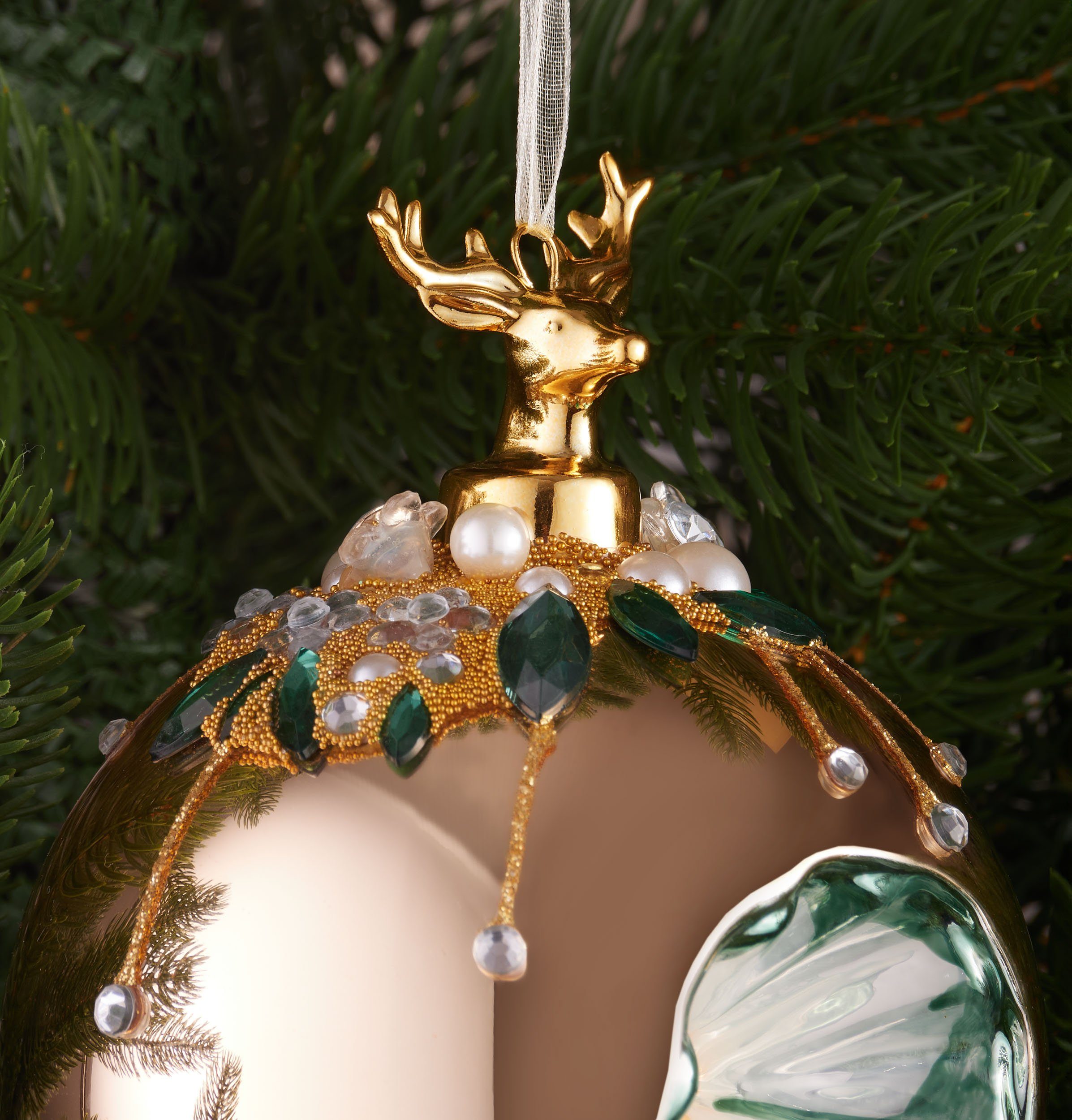 BRUBAKER Weihnachtsbaumkugel Premium Weihnachtskugel - Tiere mit Blumen - 1 günstig online kaufen