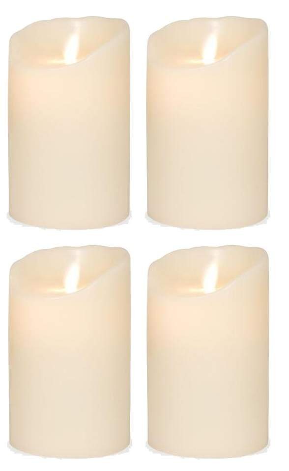 Set Sompex Flame LED Echtwachs Kerze elfenbein 8x12,5 cm mit Fernbedienung 35130