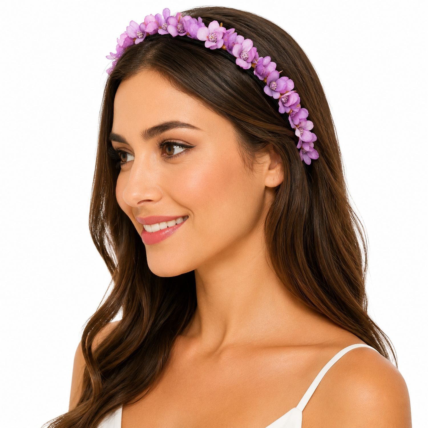 Trachtenland Haarreif Blumen Kranz "Elfe" - Schmaler Blütenkranz Haarschmuck Hochzeit