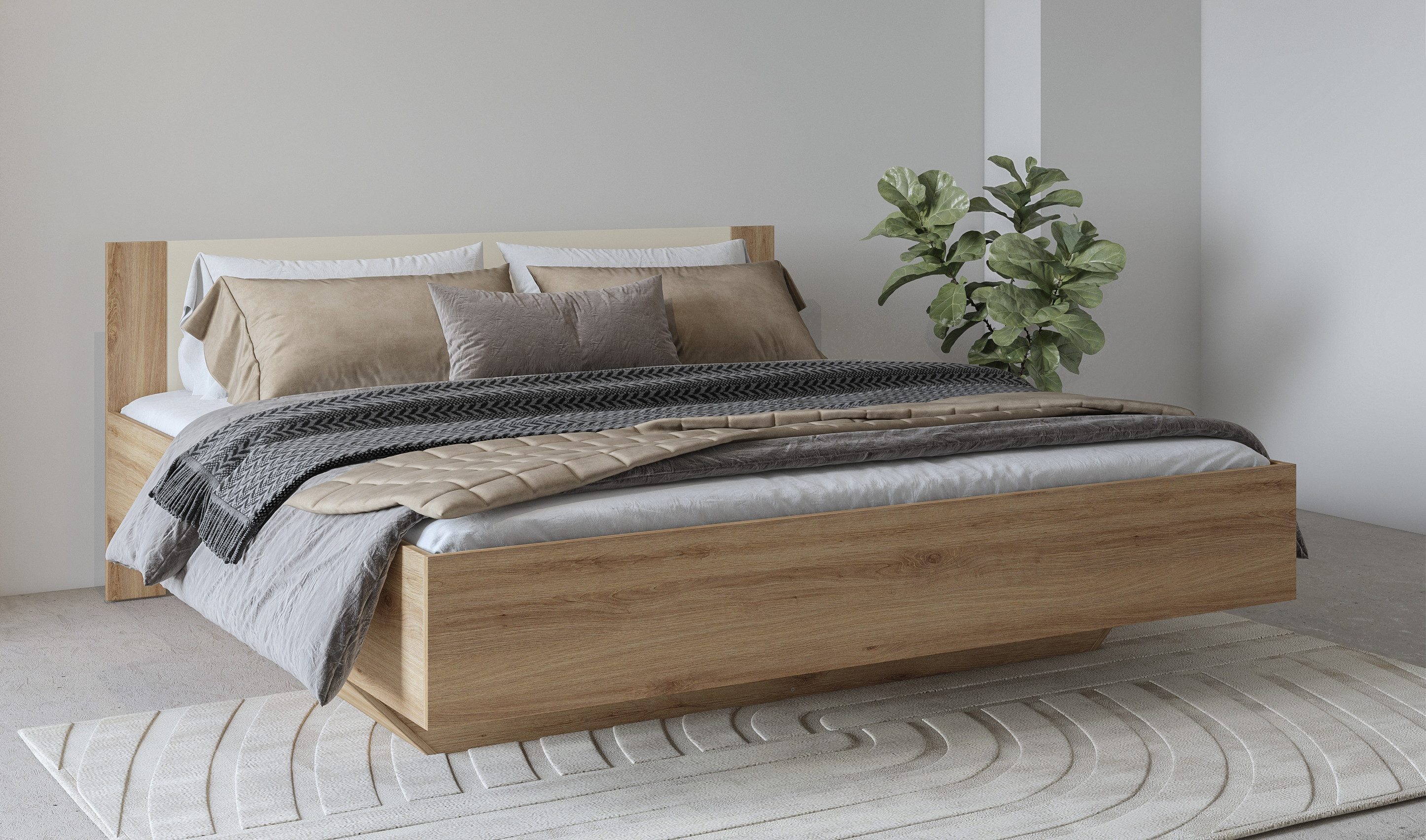 Home affaire Bettgestell Bitry, Breite 160 bzw. 180 cm, moderner Bettrahmen günstig online kaufen